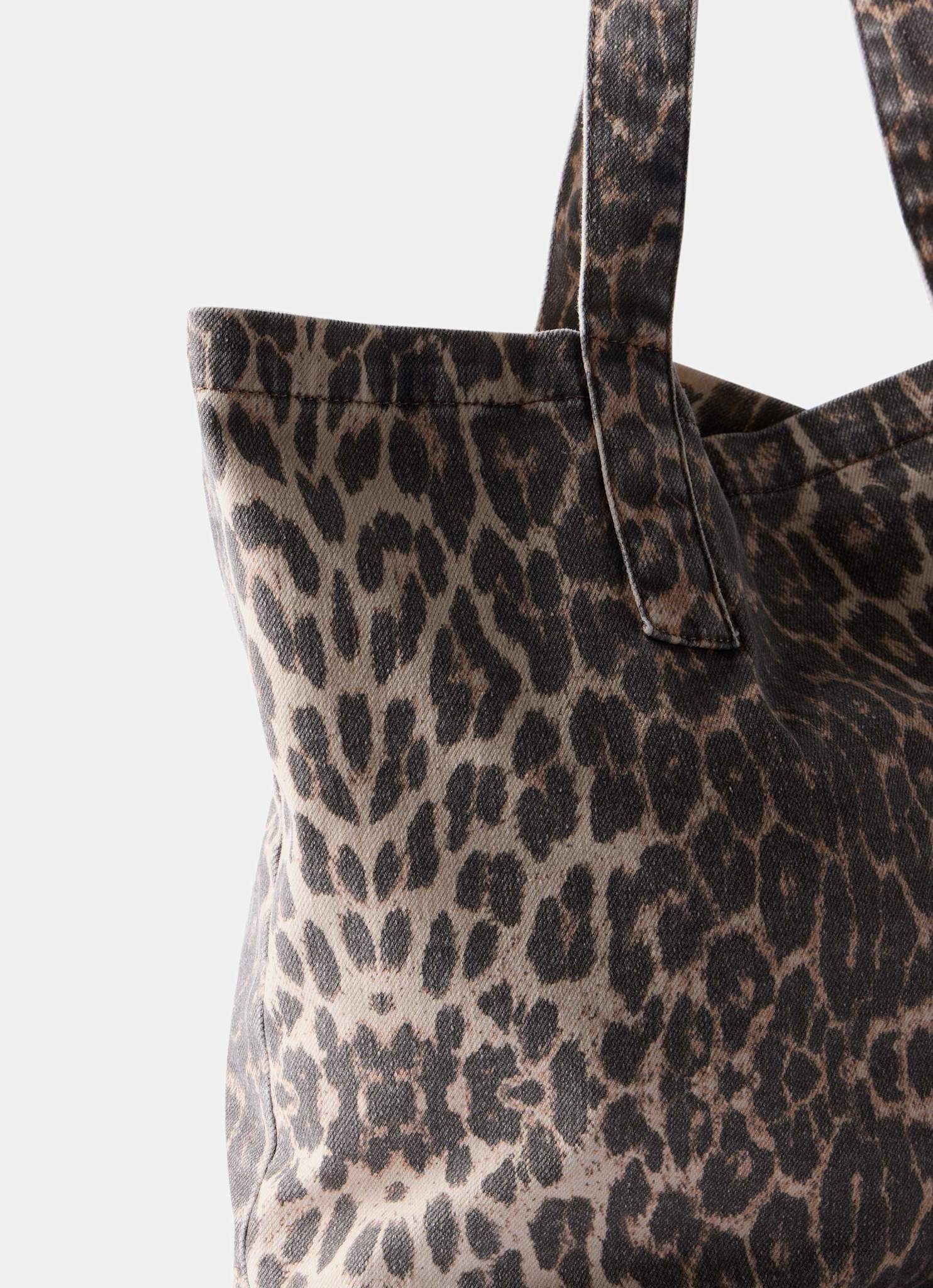 Leopard Print Denim Tote Bag - Image 5