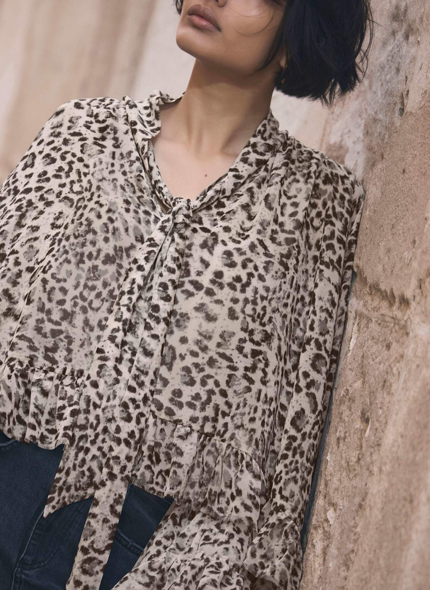 Leopard Print Ruffle Blouse - Image 4