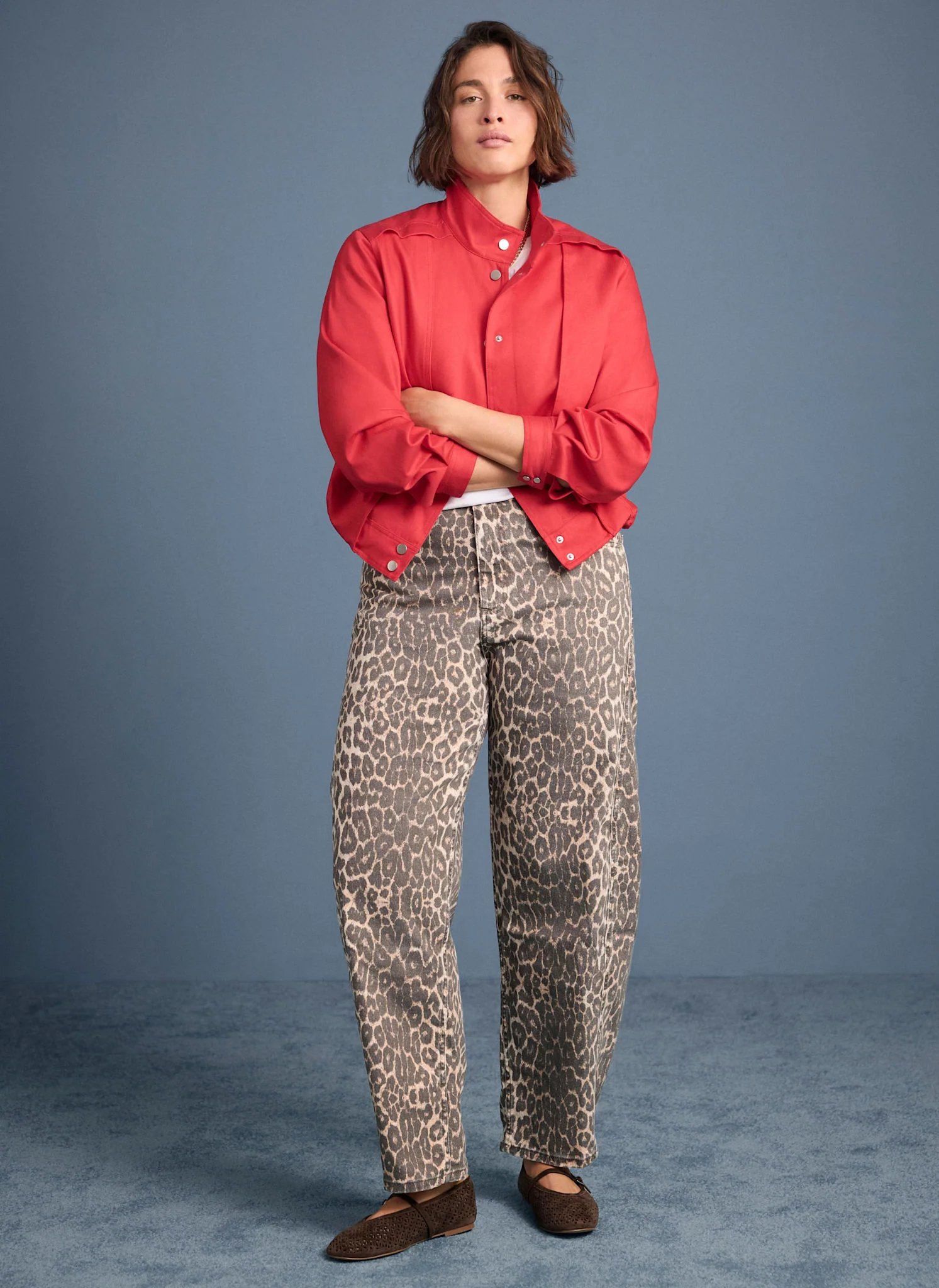 Leopard Print Barrel Leg Jeans - Image 4