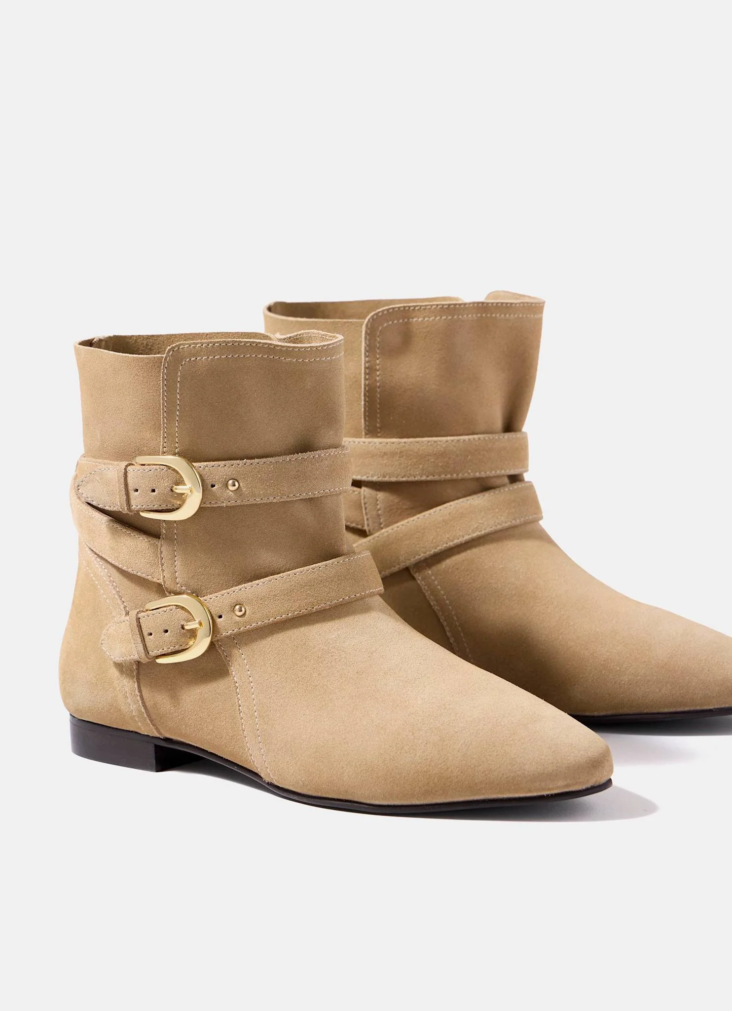 Libby Neutral Suede Ankle Boots - Image 3