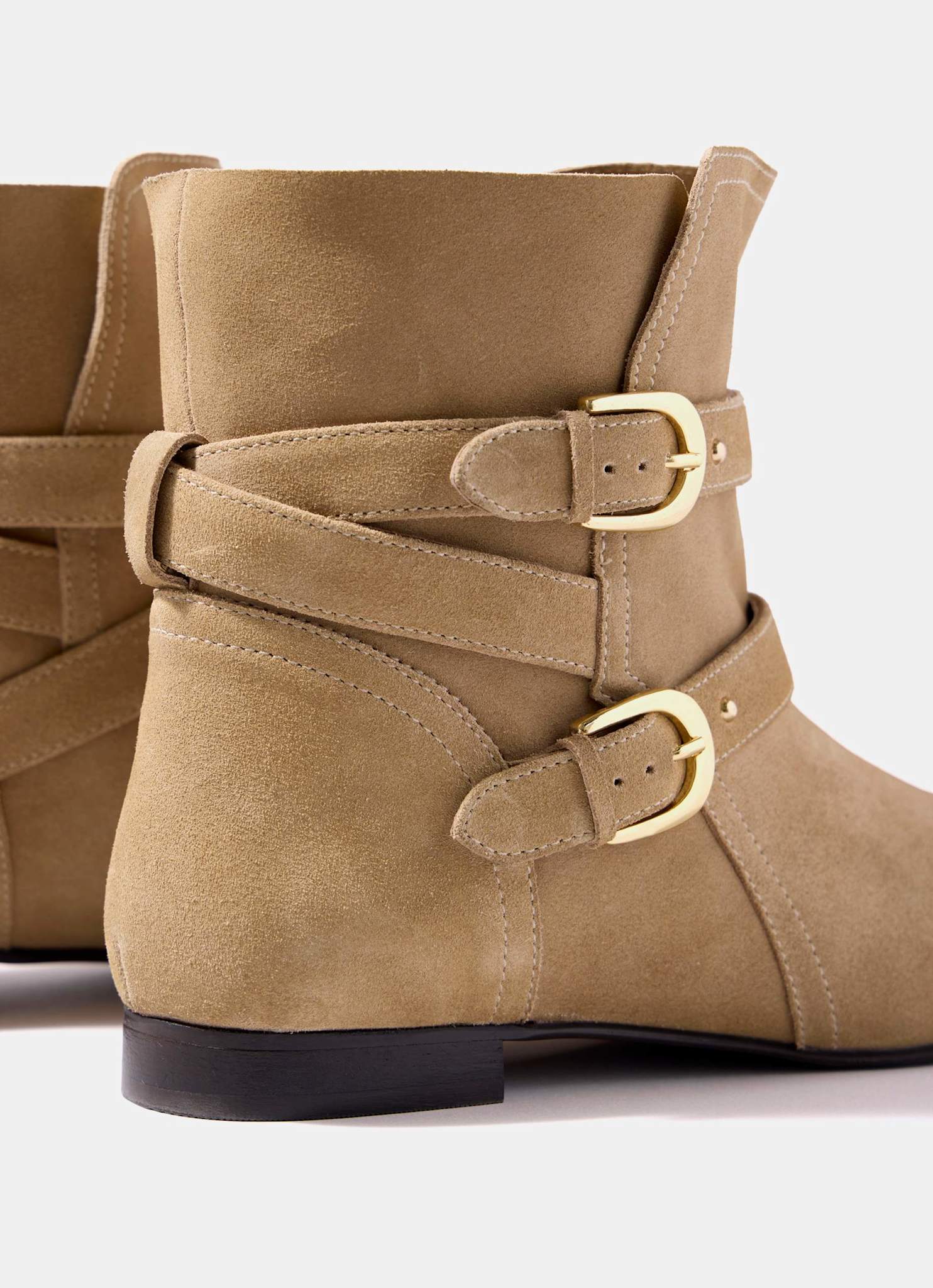 Libby Neutral Suede Ankle Boots - Image 4