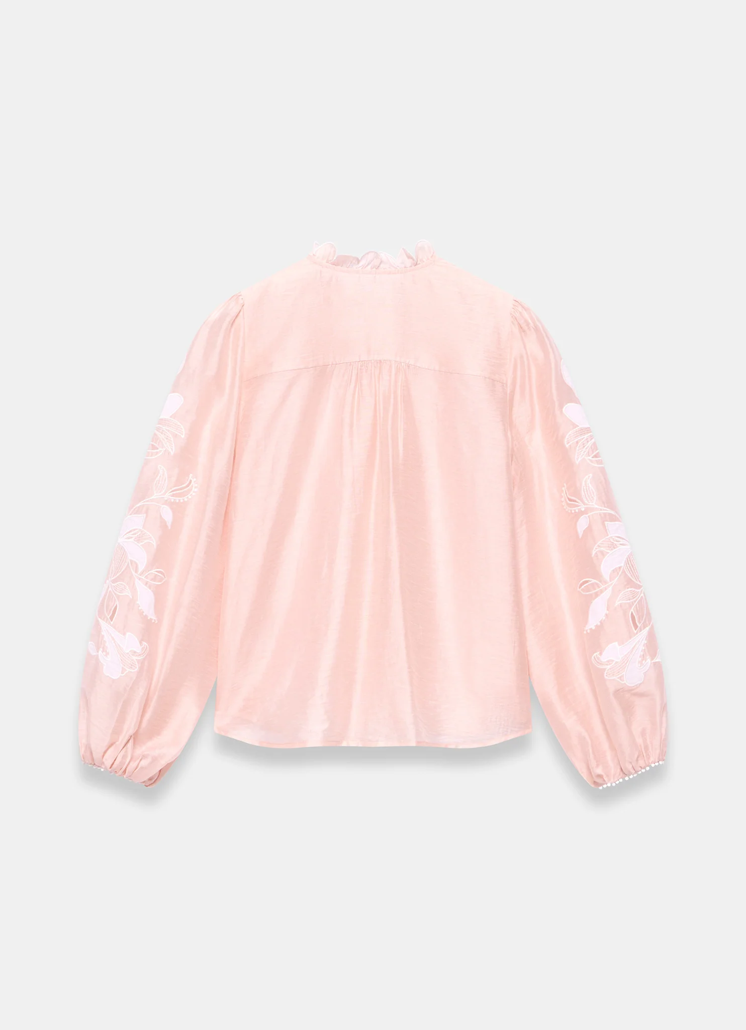 Pink Embroidered Scallop Trim Blouse - Image 7