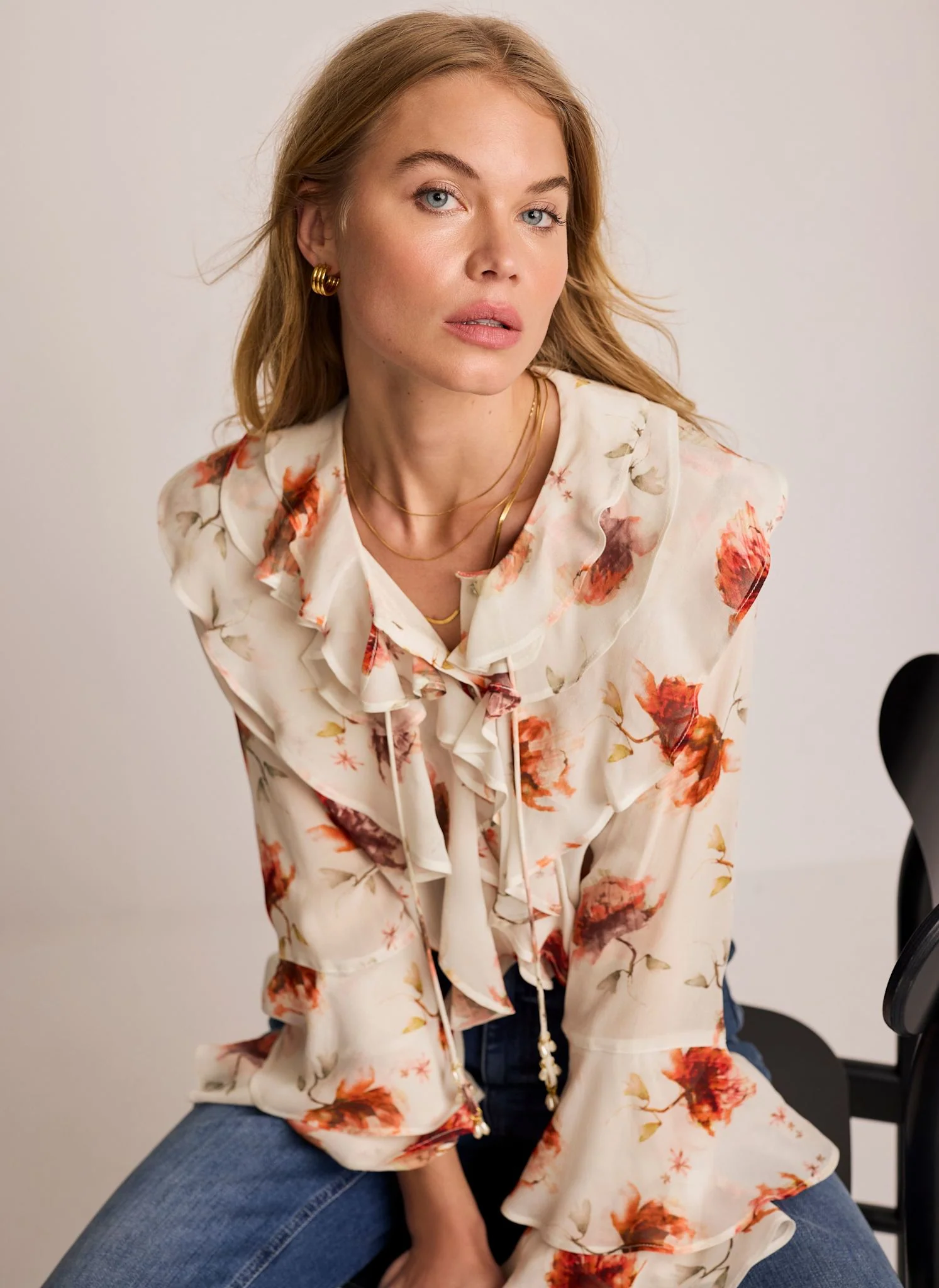 Cream Floral Print Blouse - Image 2