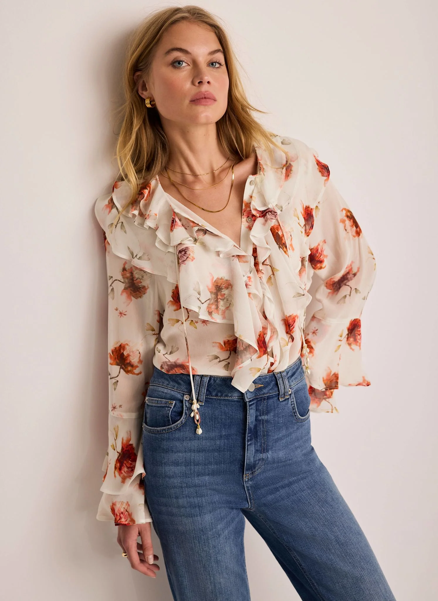 Cream Floral Print Blouse - Image 3