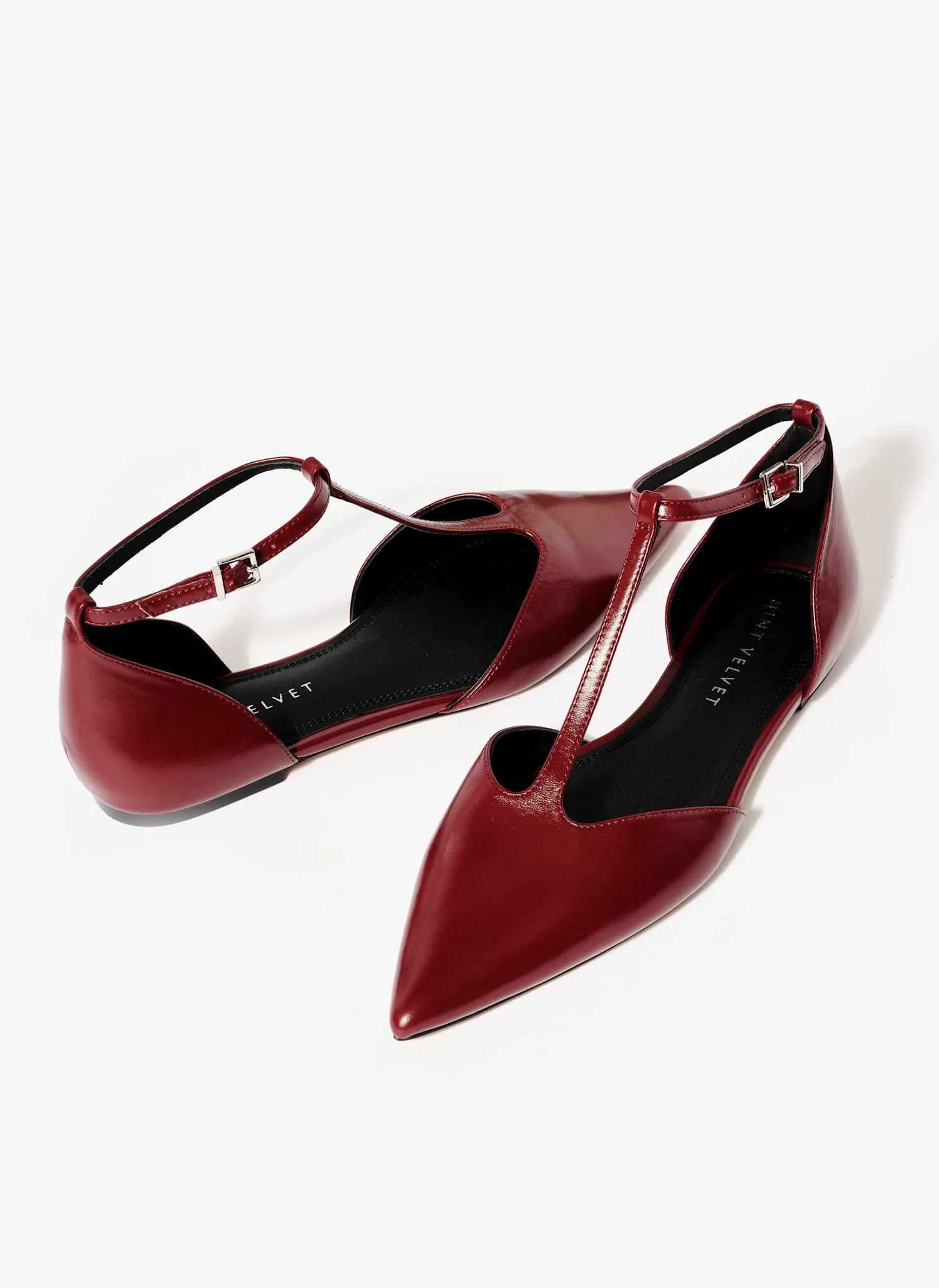Lila Burgundy T-Bar Flats - Image 3