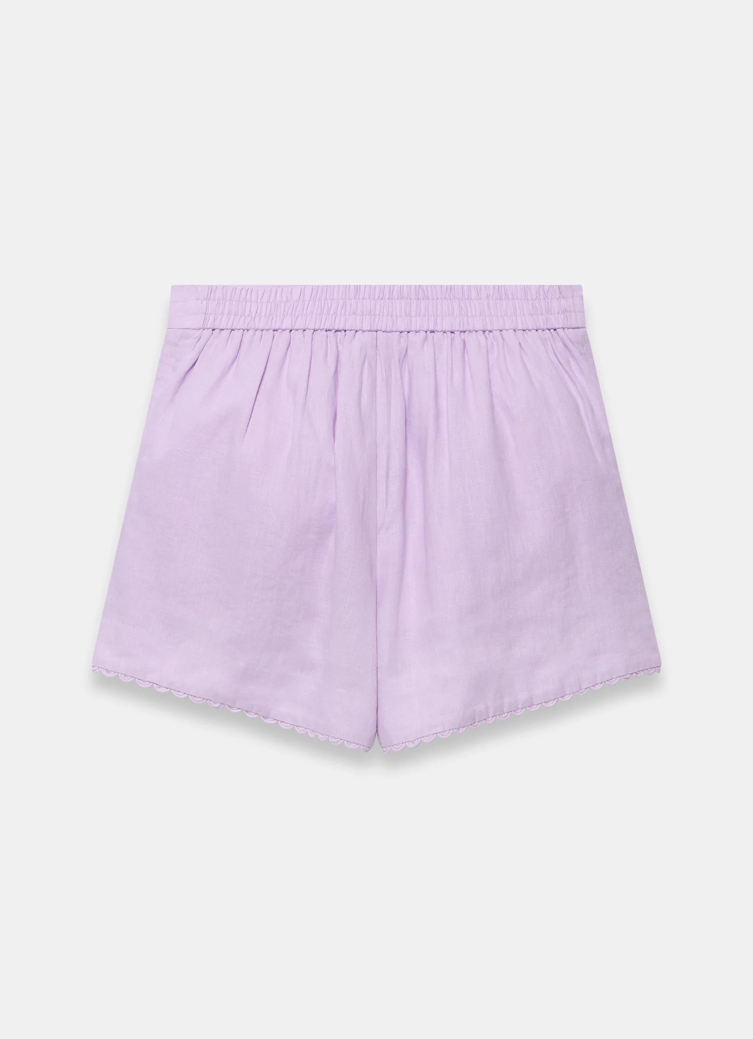 Lilac Linen Scallop Hem Shorts - Image 7