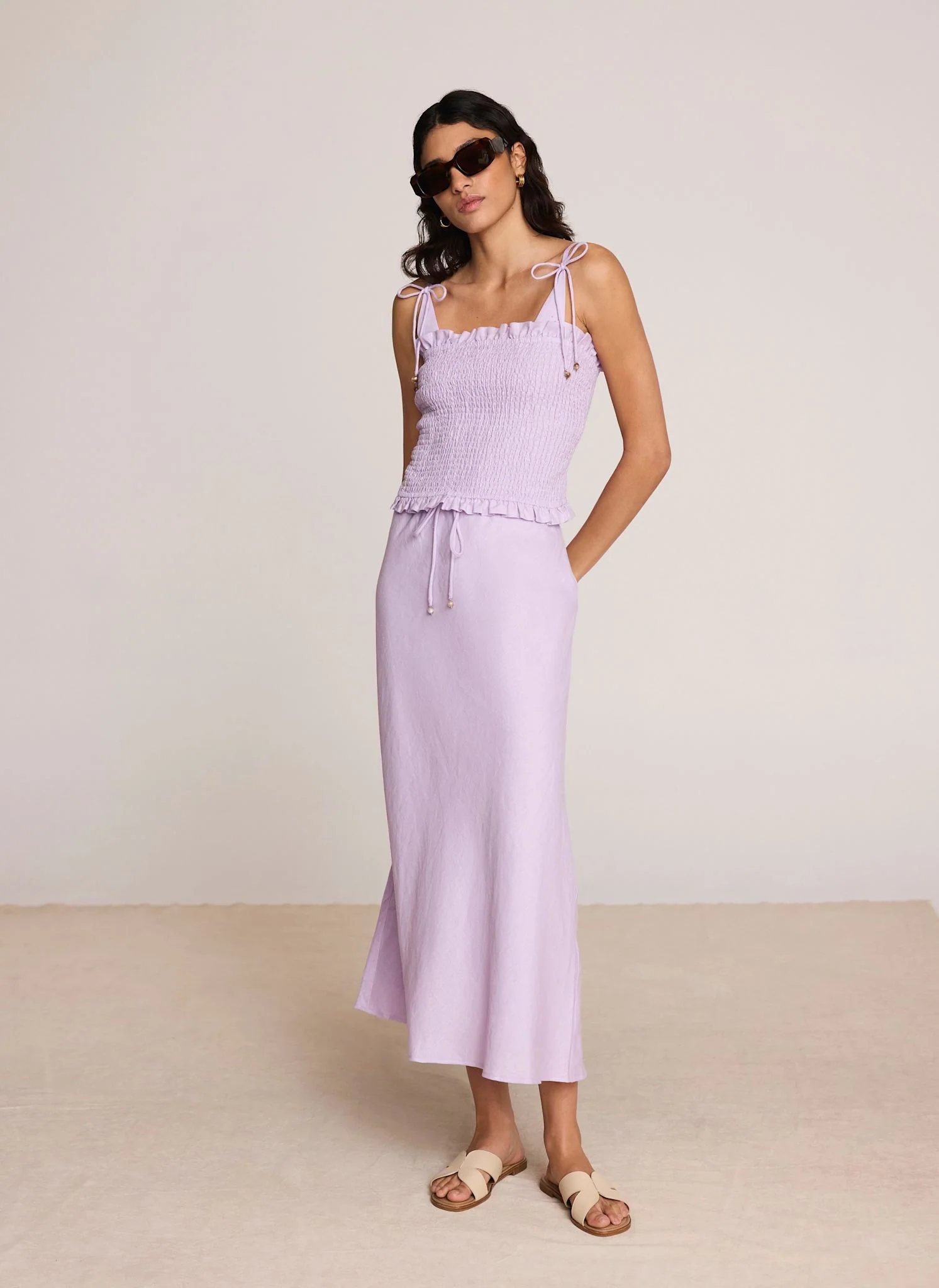 Lilac Linen Shirred Top - Image 4
