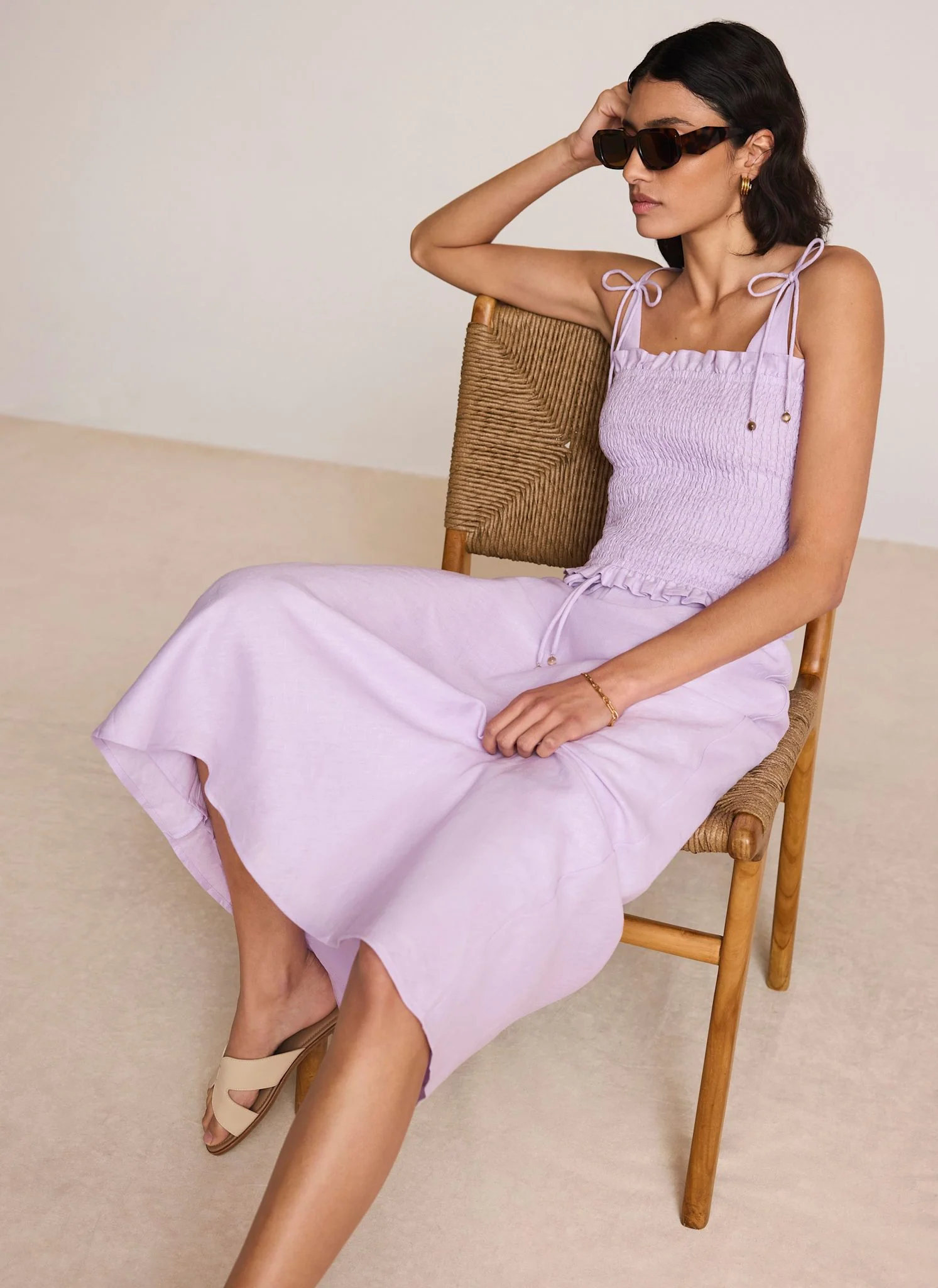 Lilac Linen Shirred Top - Image 5