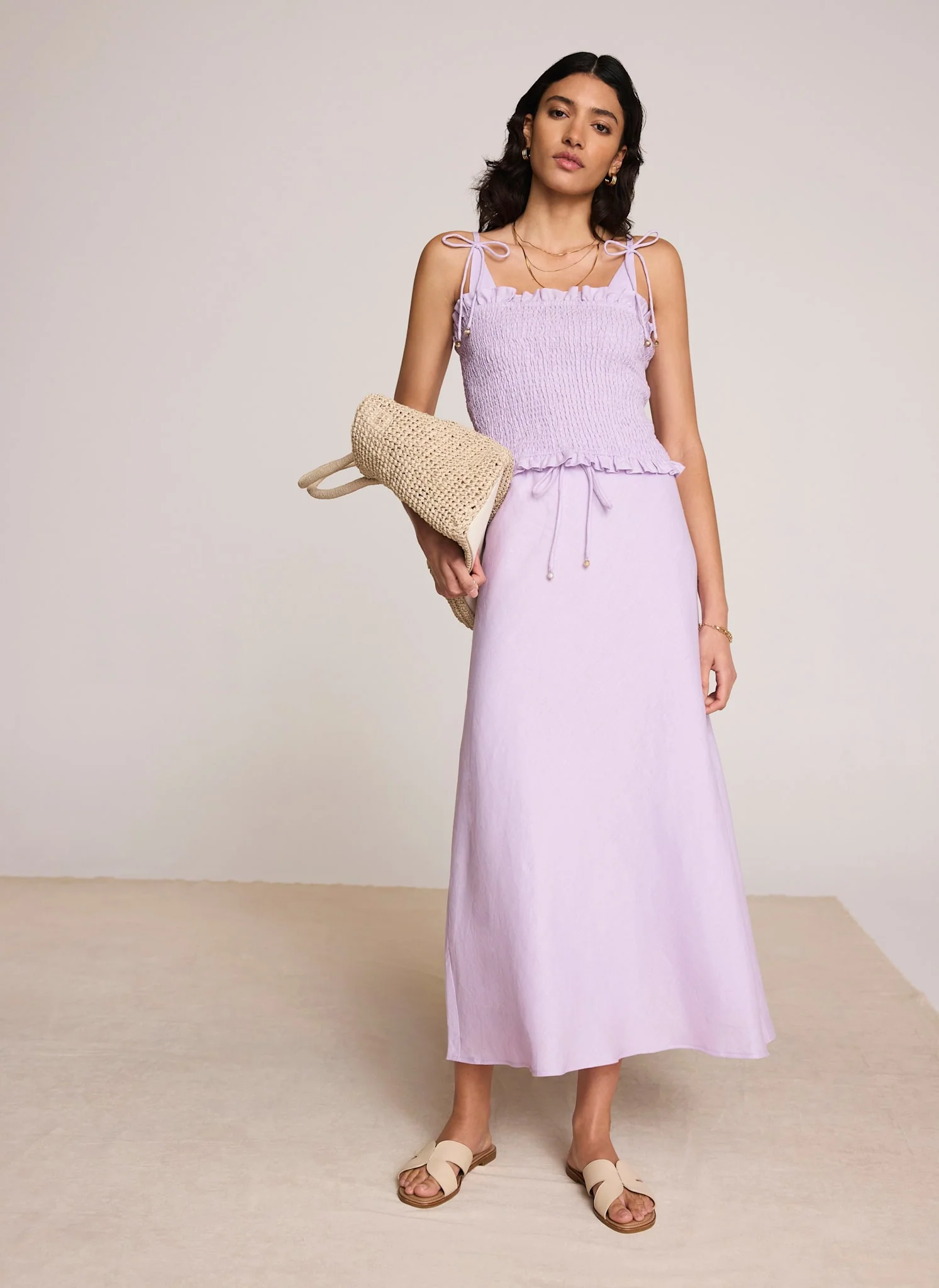 Lilac Linen Shirred Top - Image 6