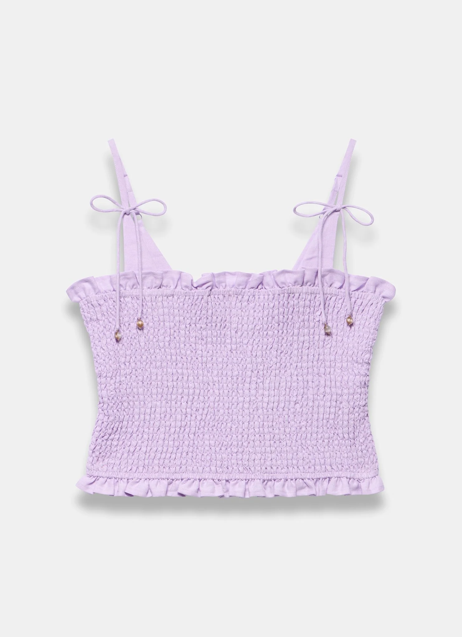 Lilac Linen Shirred Top - Image 7