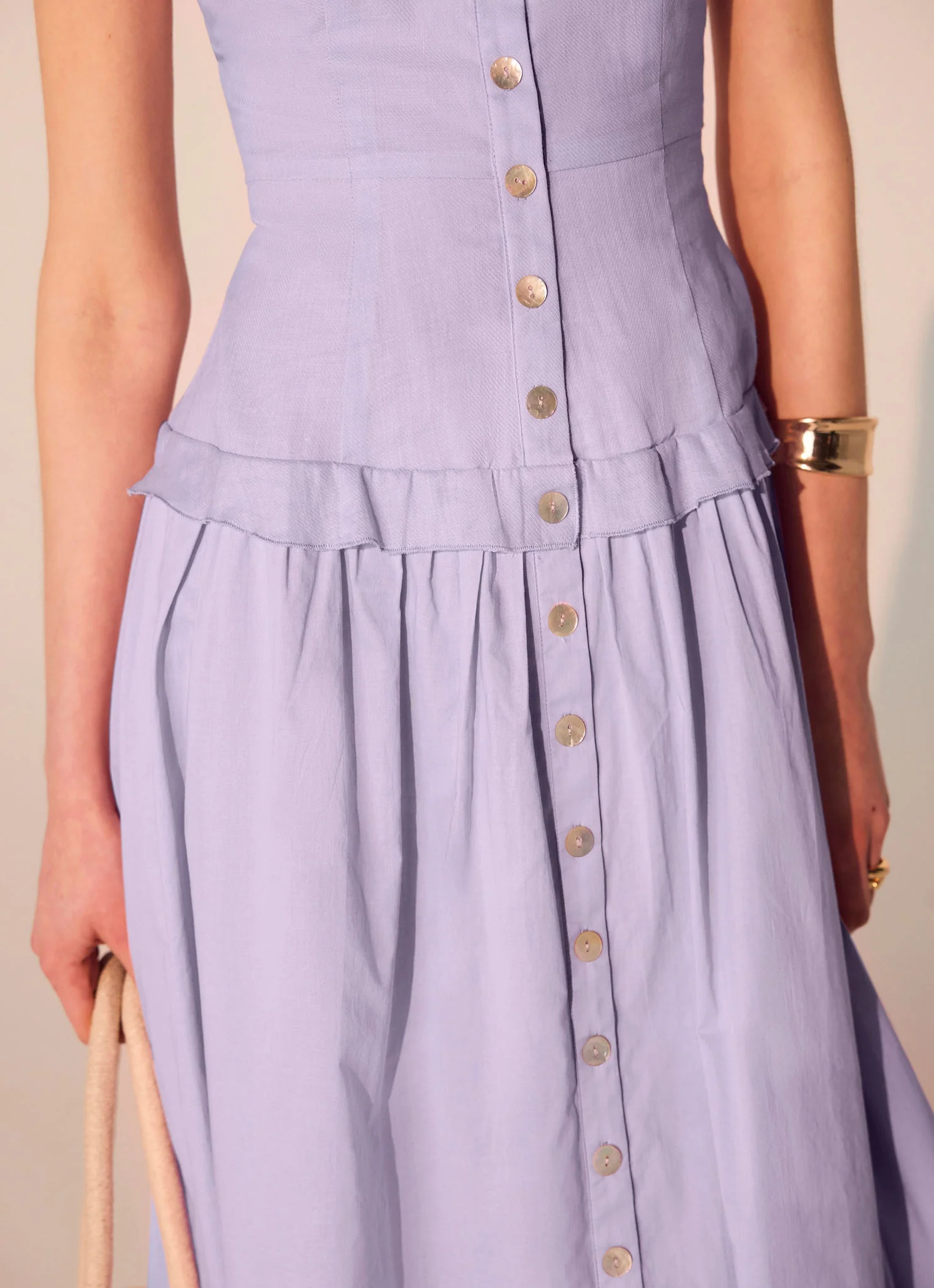 Lilac Ramie Drop Waist Midi Dress - Image 5