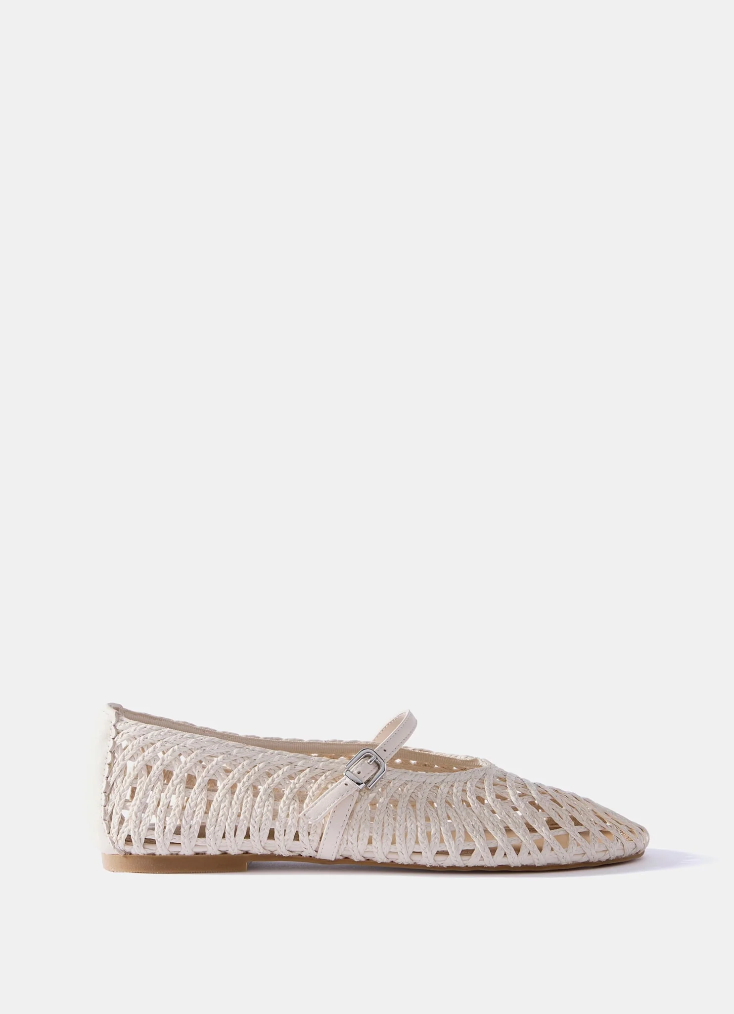 Lily Cream Woven Ballet Flat Pumps - Image 2
