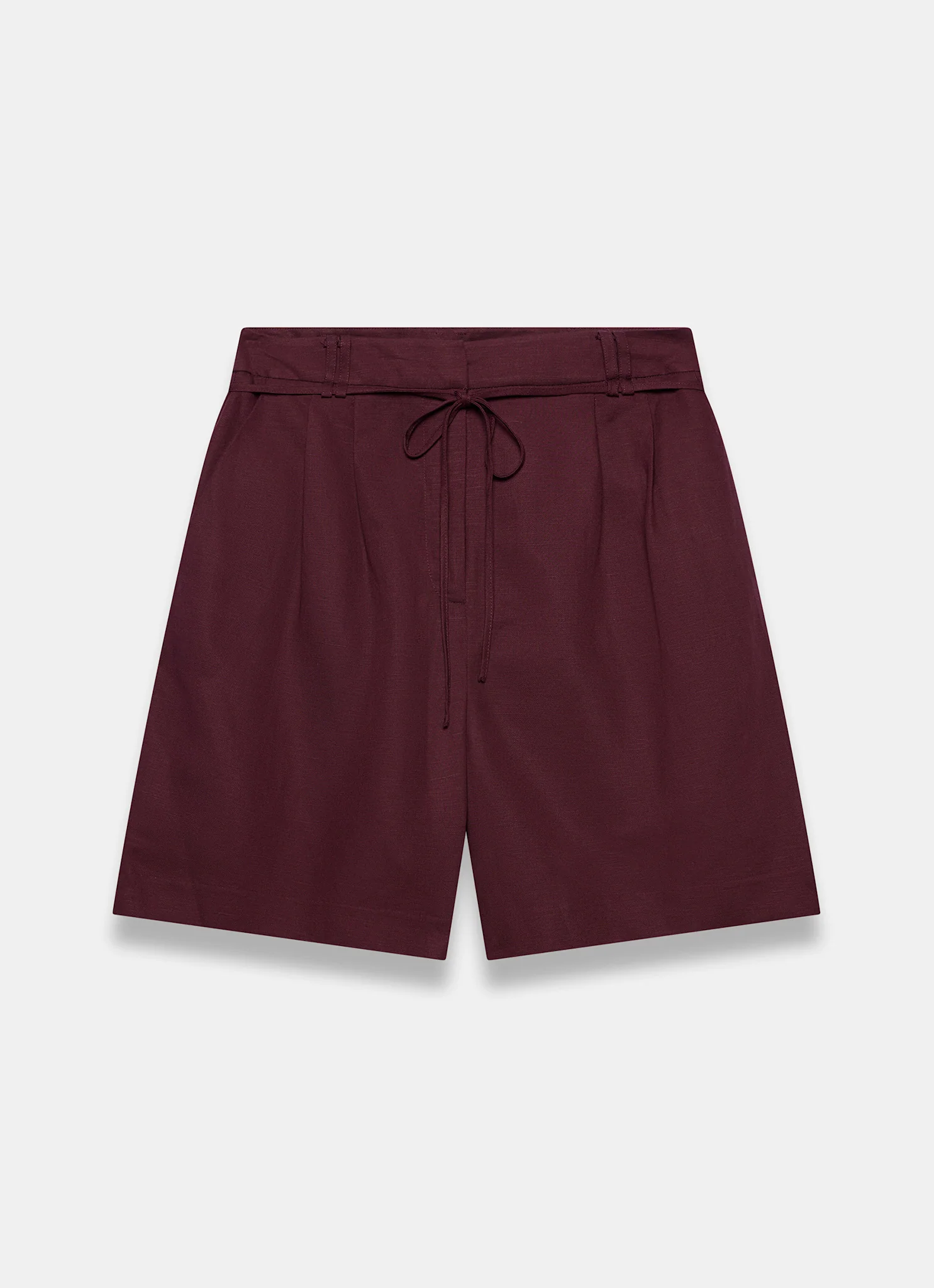 Burgundy Linen Blend Shorts - Image 7