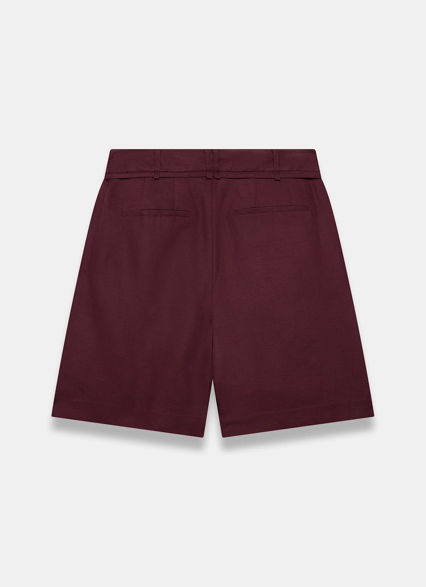Burgundy Linen Blend Shorts - Image 8
