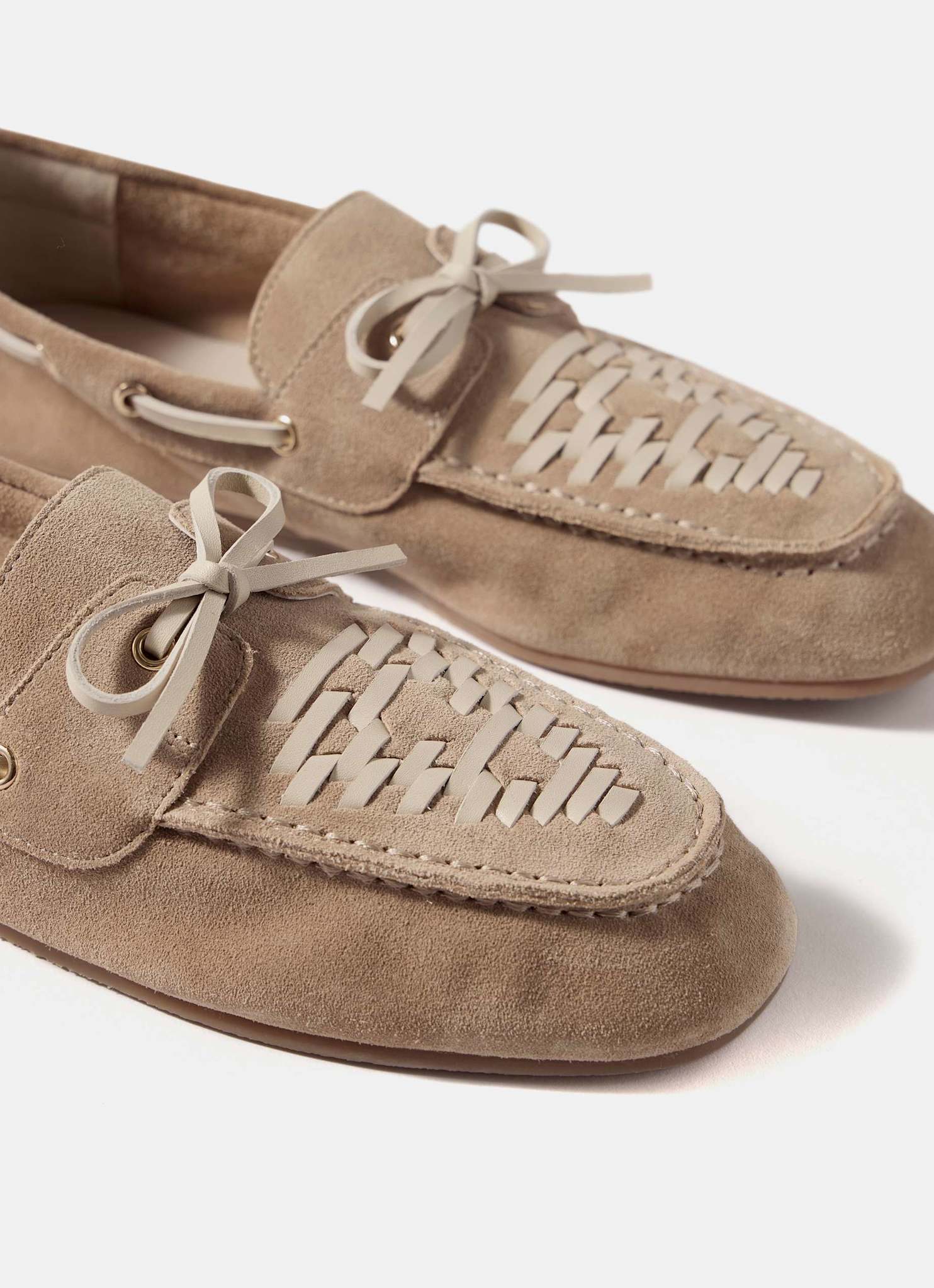 Livi Neutral Suede Boat Shoes - Image 4