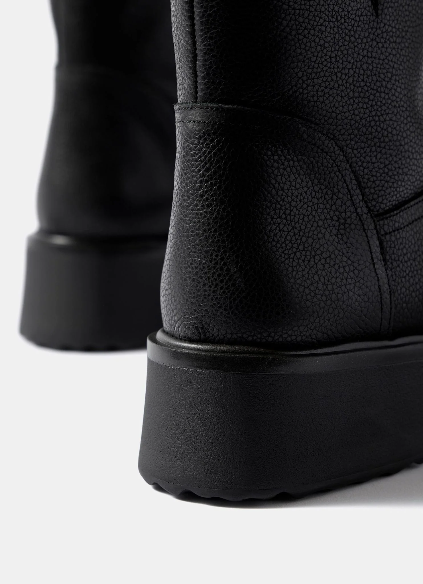 Lola Black Leather Wedge Biker Boots - Image 5