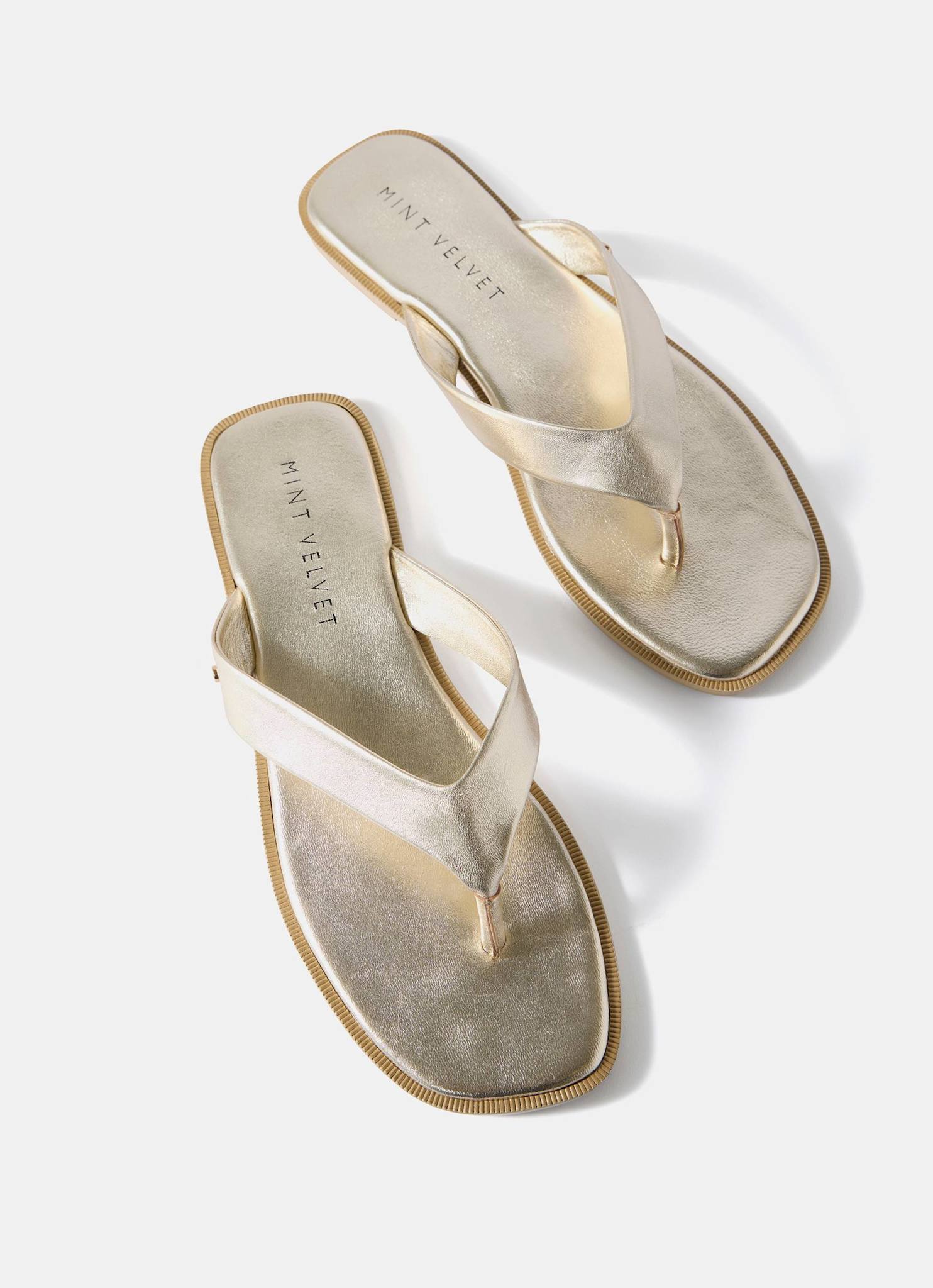 Lula Gold Leather Flip Flop Sandals - Image 4
