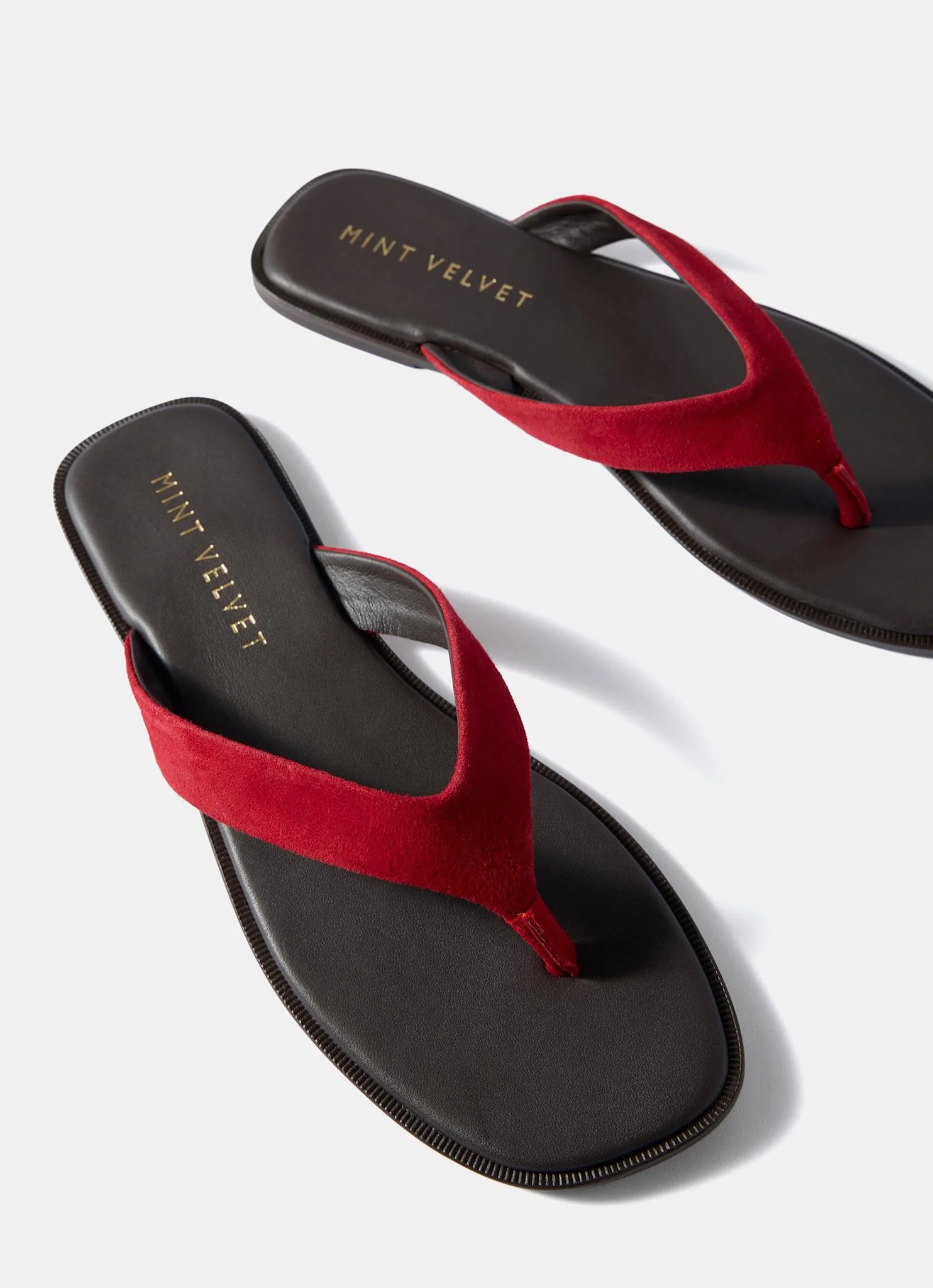 Lula Red Suede Flip Flop Sandals - Image 3