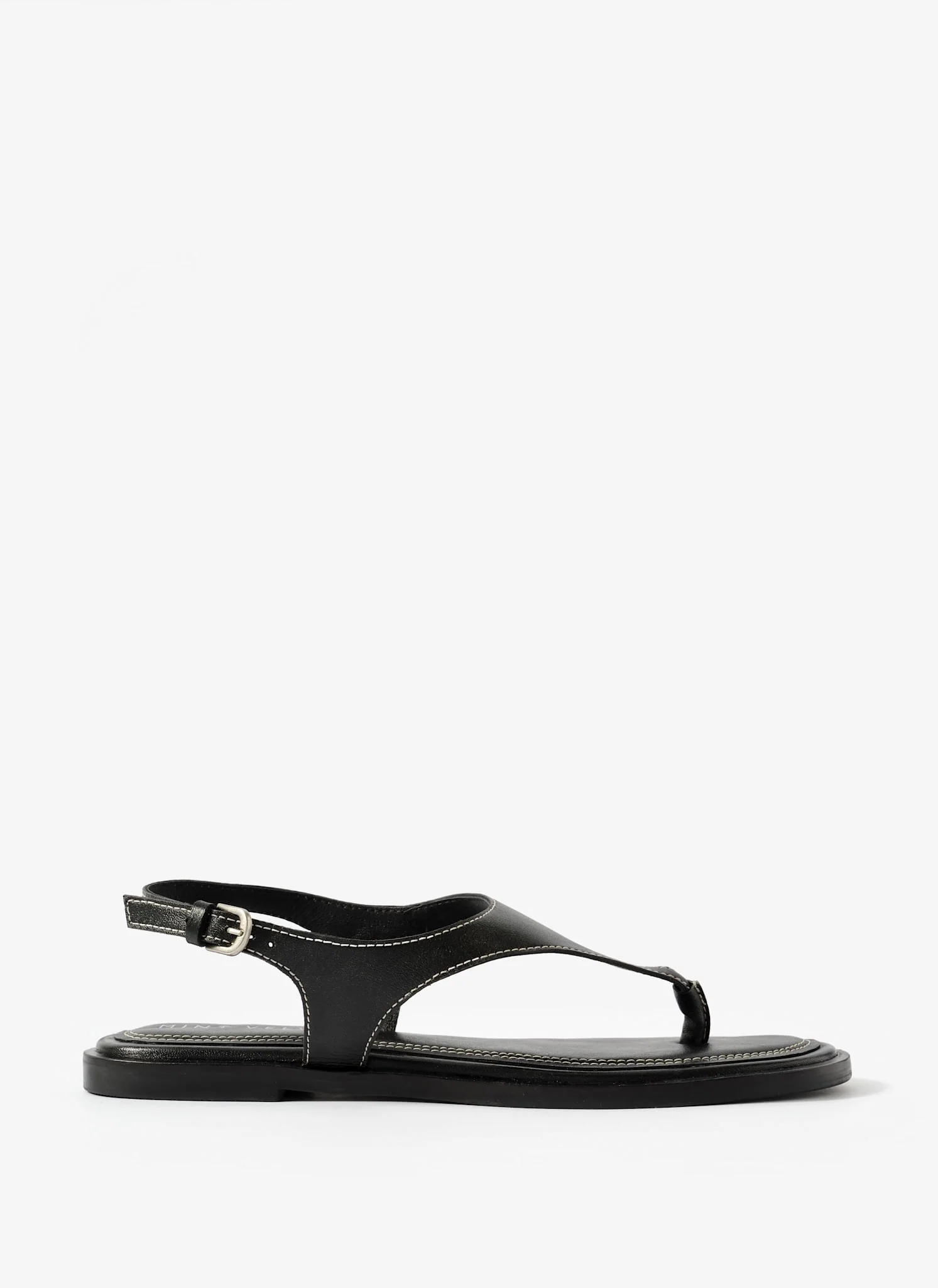 Luna Black Slingback Leather Sandals - Image 2