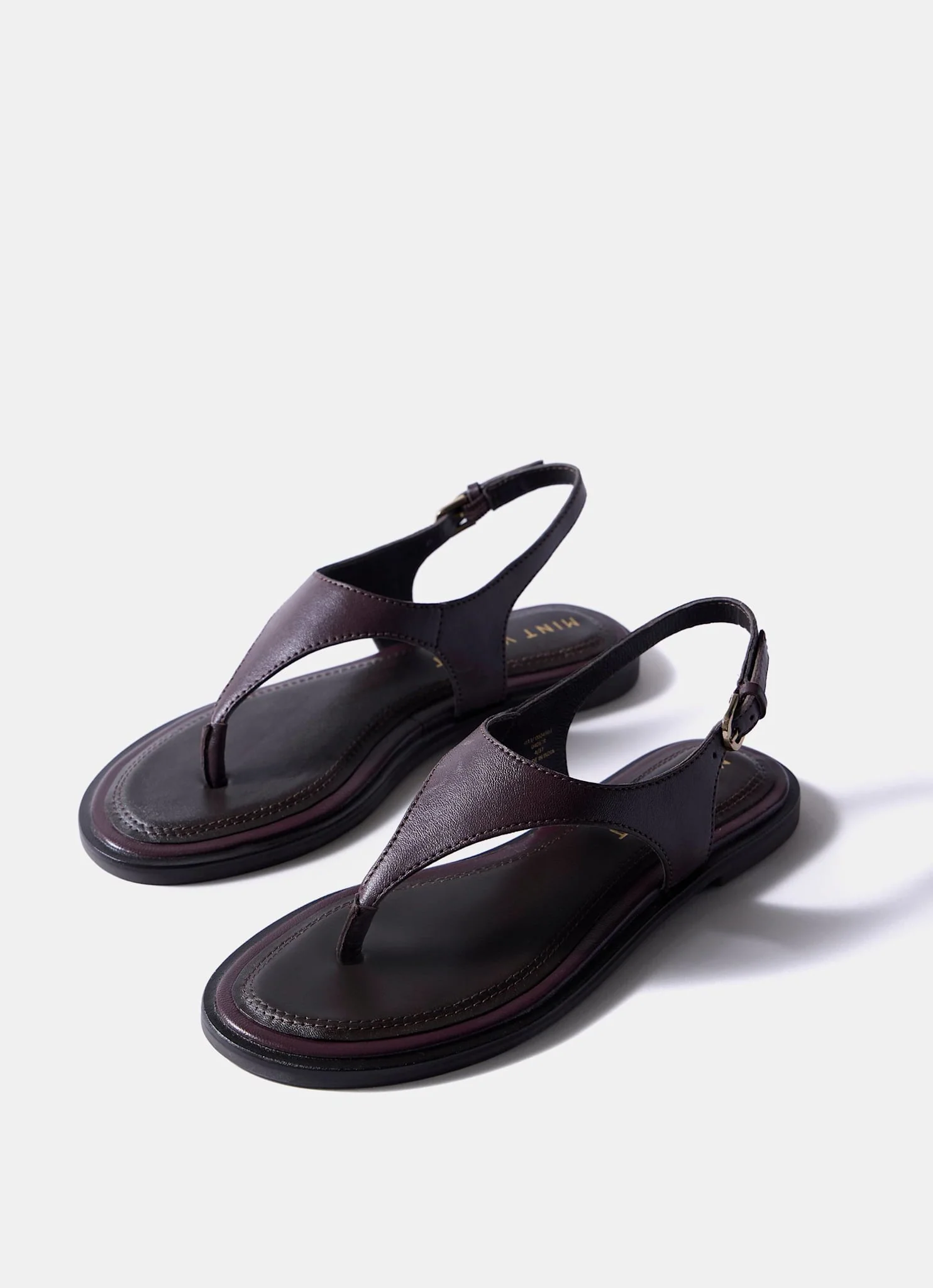 Luna Burgundy Slingback Leather Sandals - Image 3