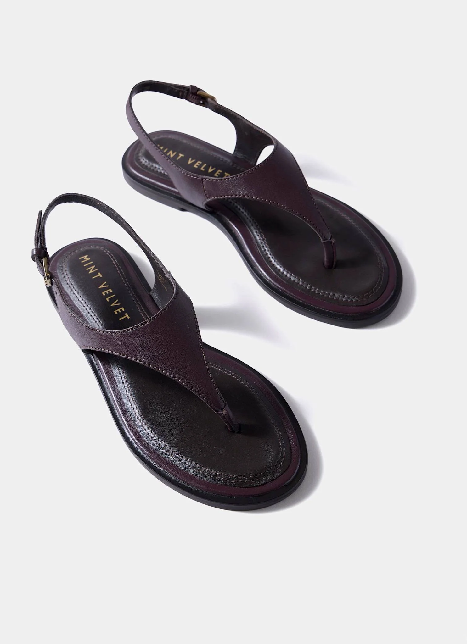 Luna Burgundy Slingback Leather Sandals - Image 4