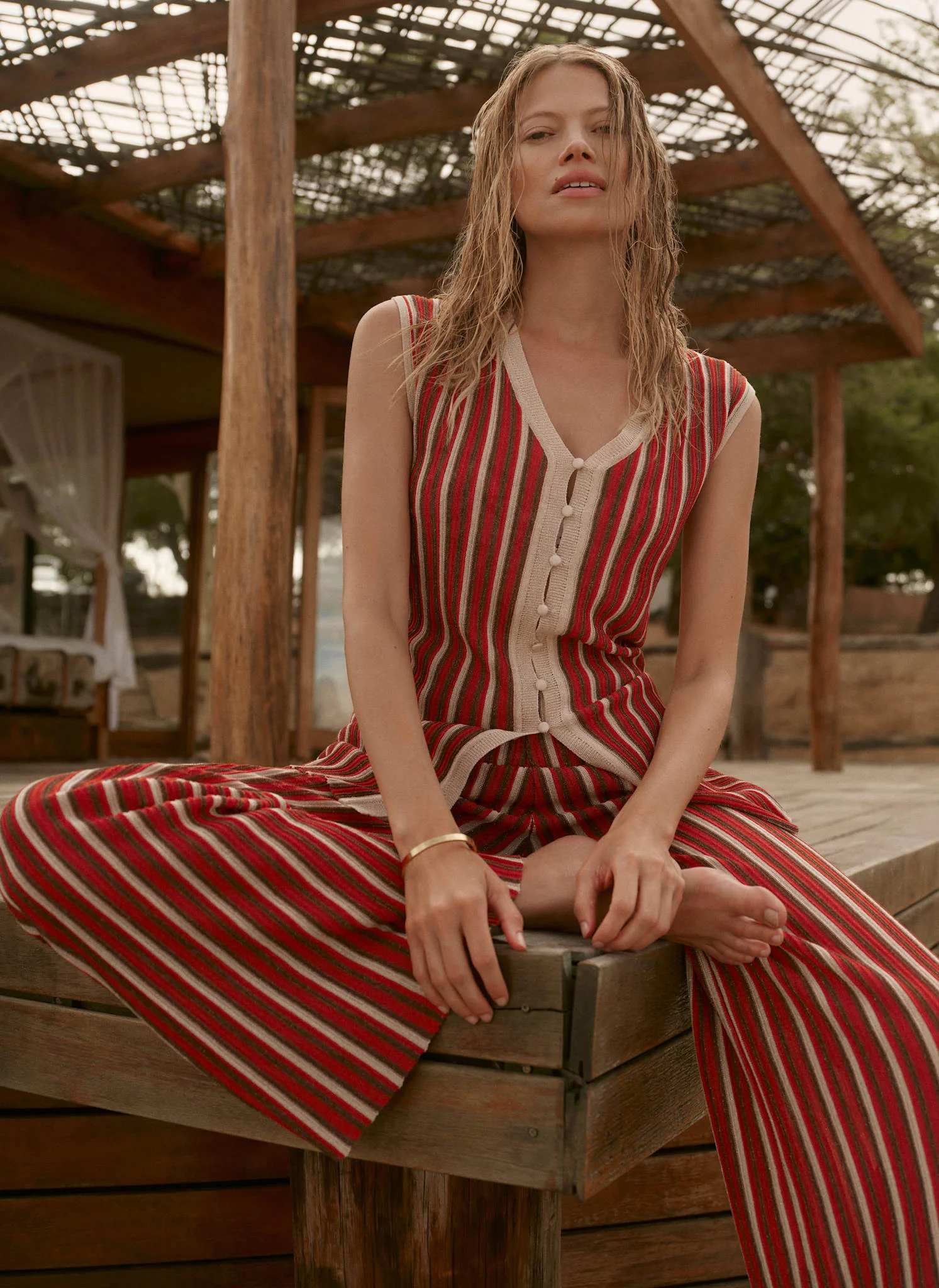 Red Striped Knit Top