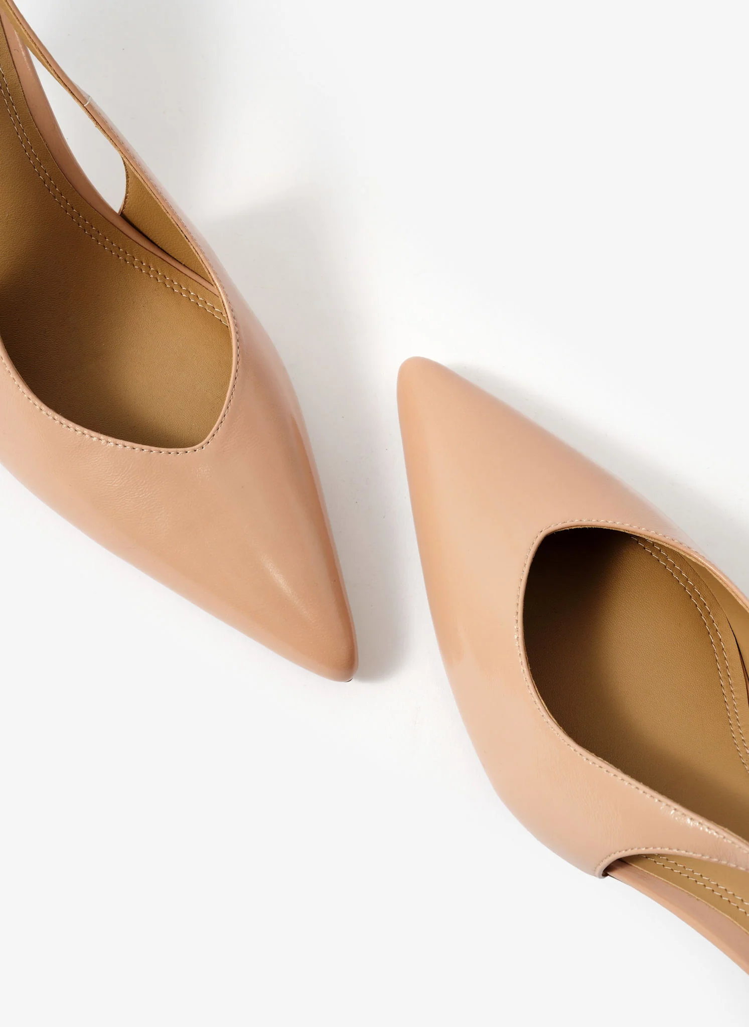 Lya Neutral Leather Sling Back Heels - Image 3