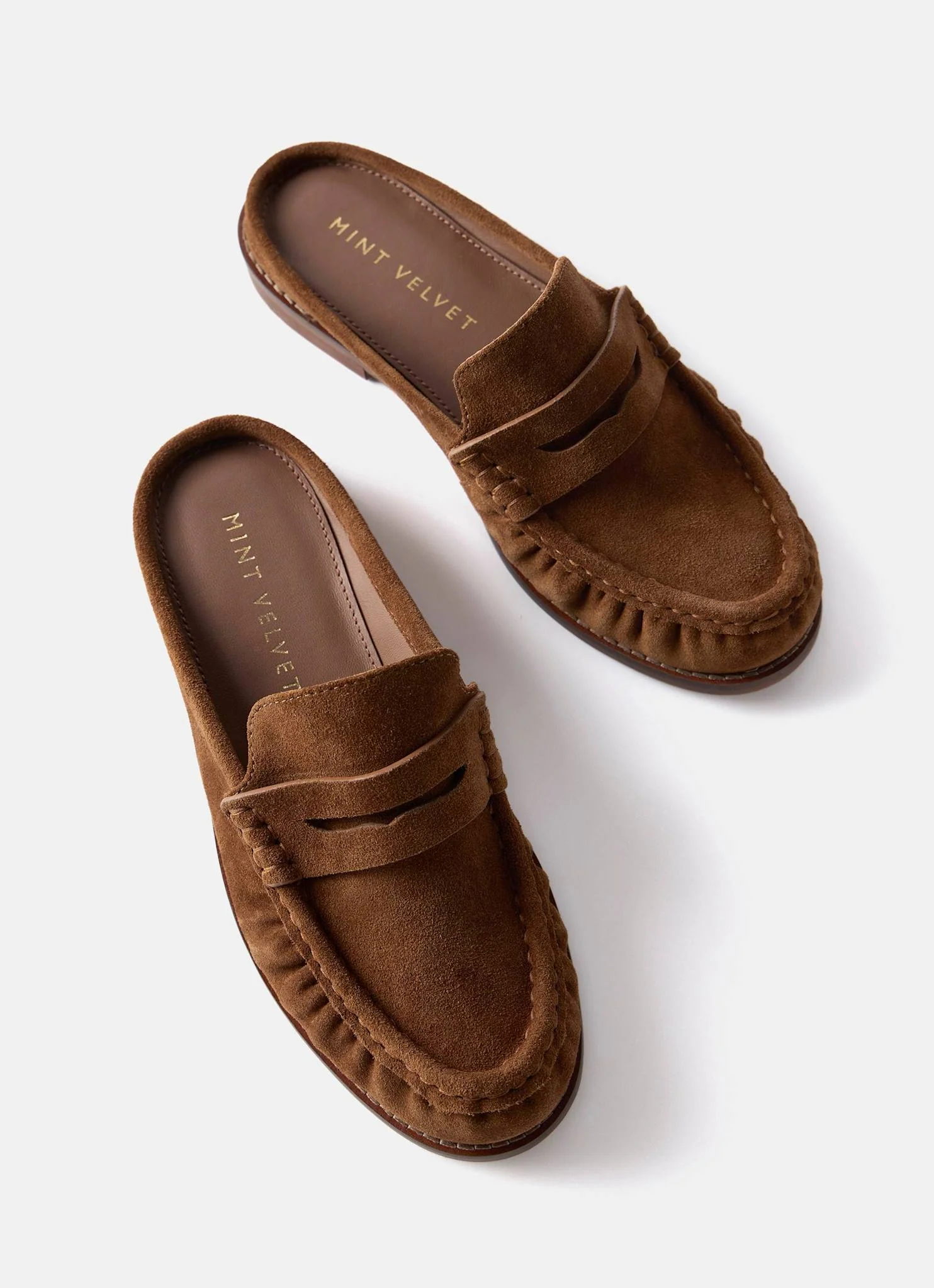 Lyla Tan Suede Backless Loafers - Image 4