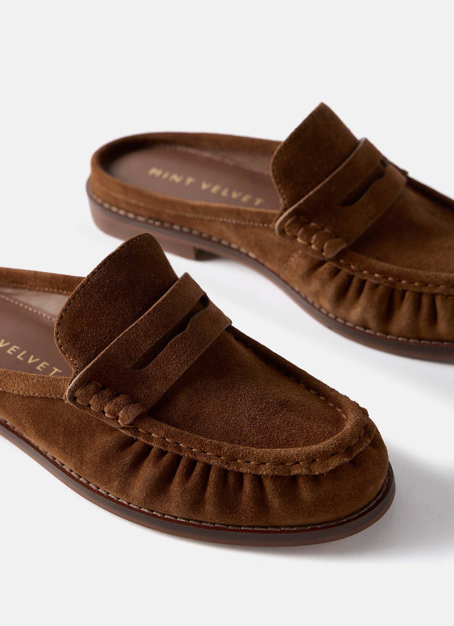 Lyla Tan Suede Backless Loafers - Image 5