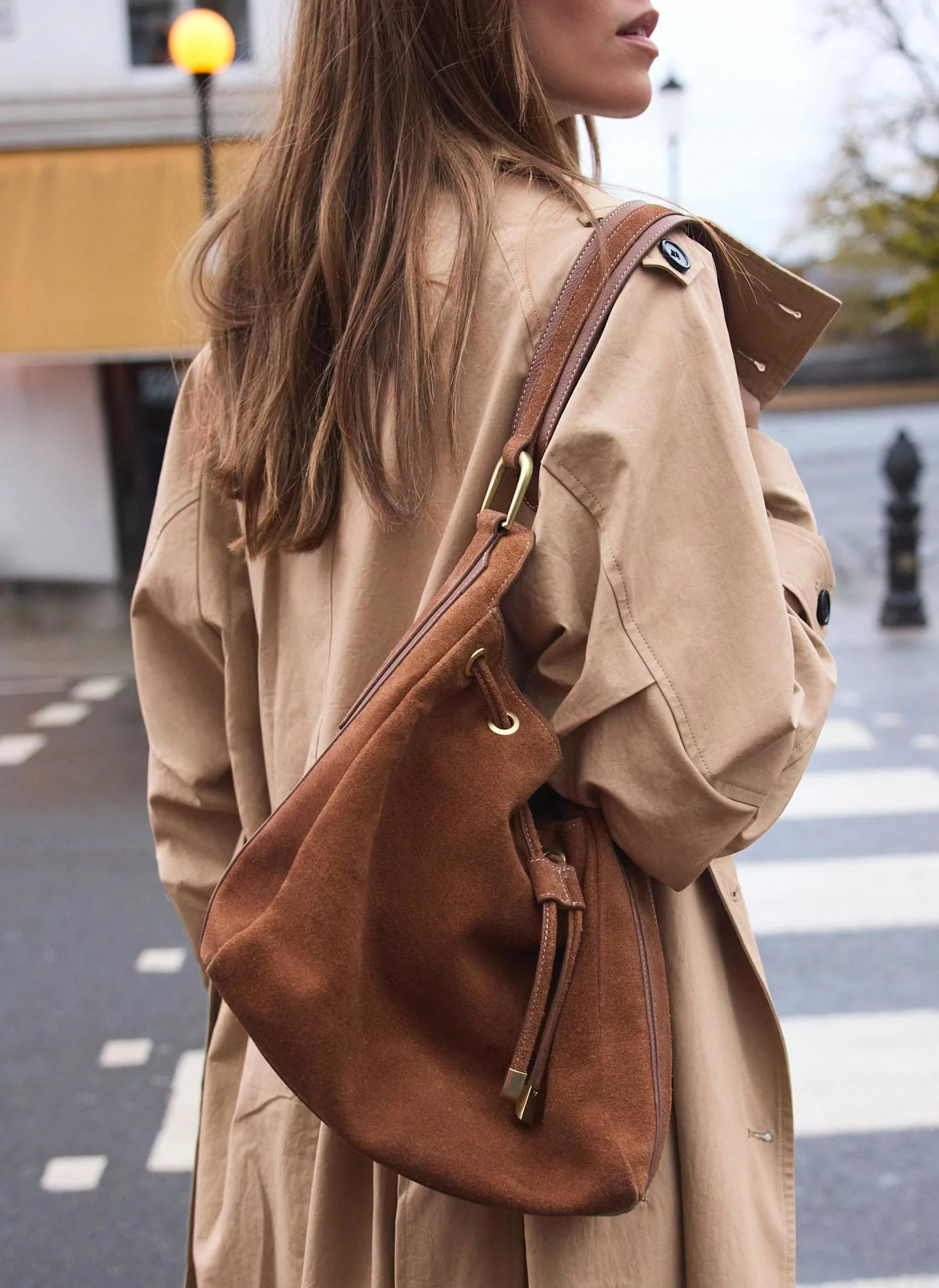 Mabel Tan Suede Bucket Bag