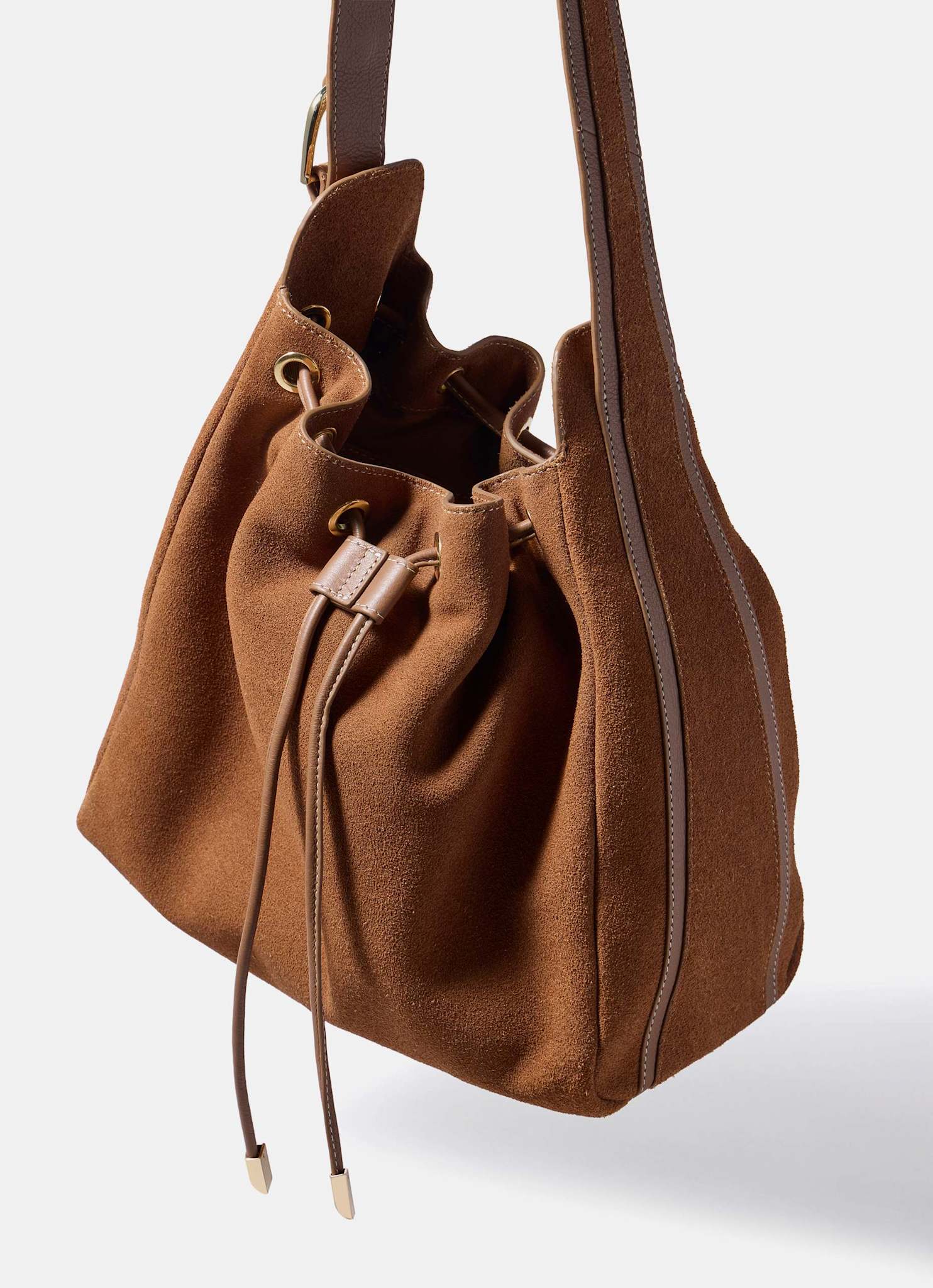 Mabel Tan Suede Bucket Bag - Image 6