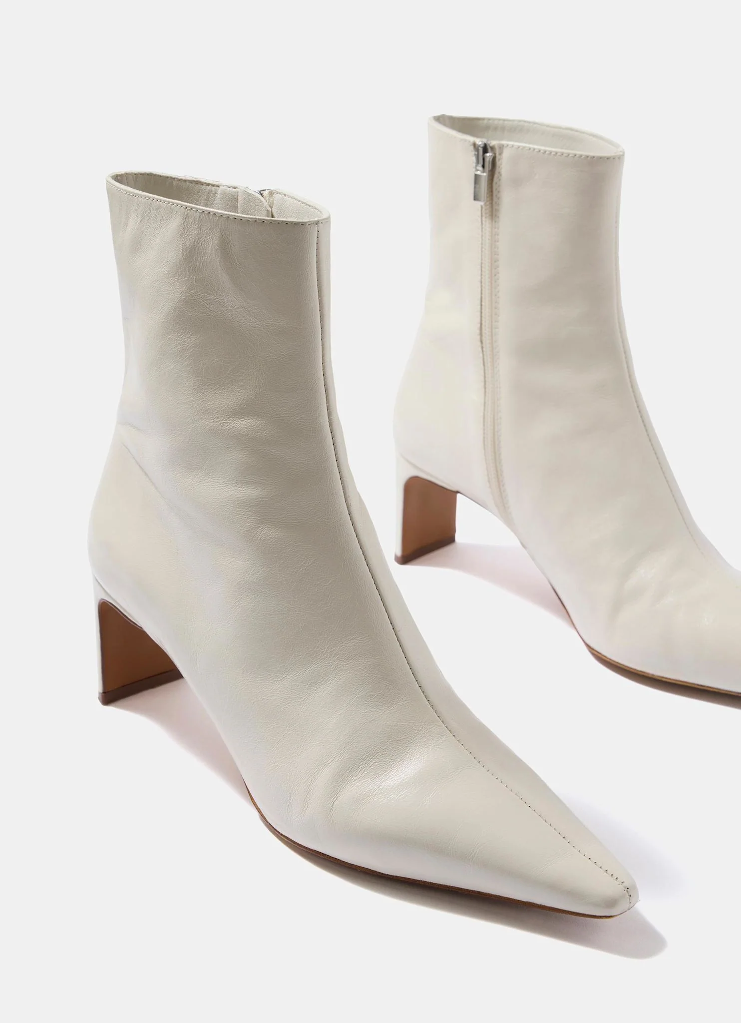 Macy White Leather Ankle Boots - Image 3