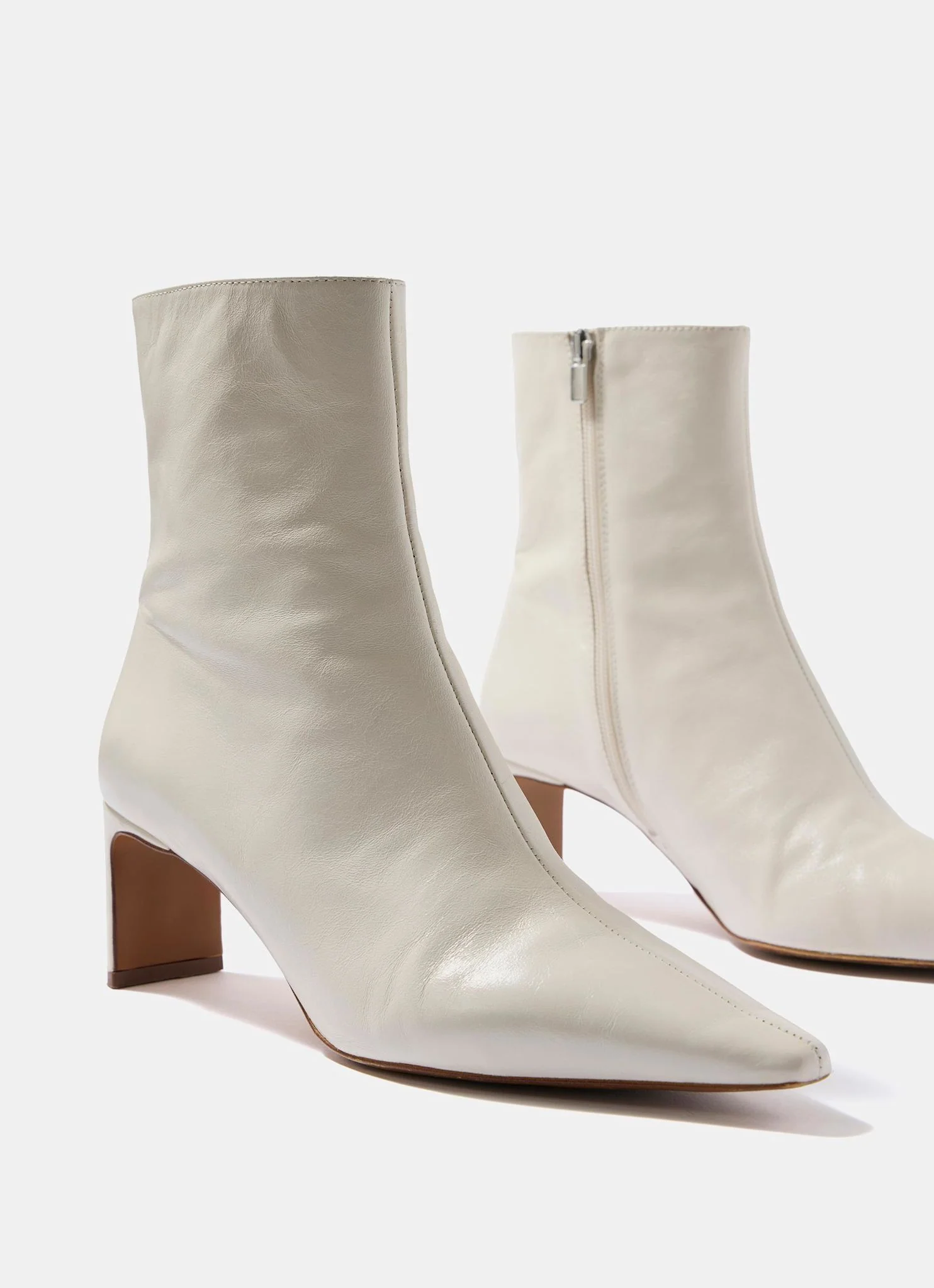 Macy White Leather Ankle Boots - Image 4