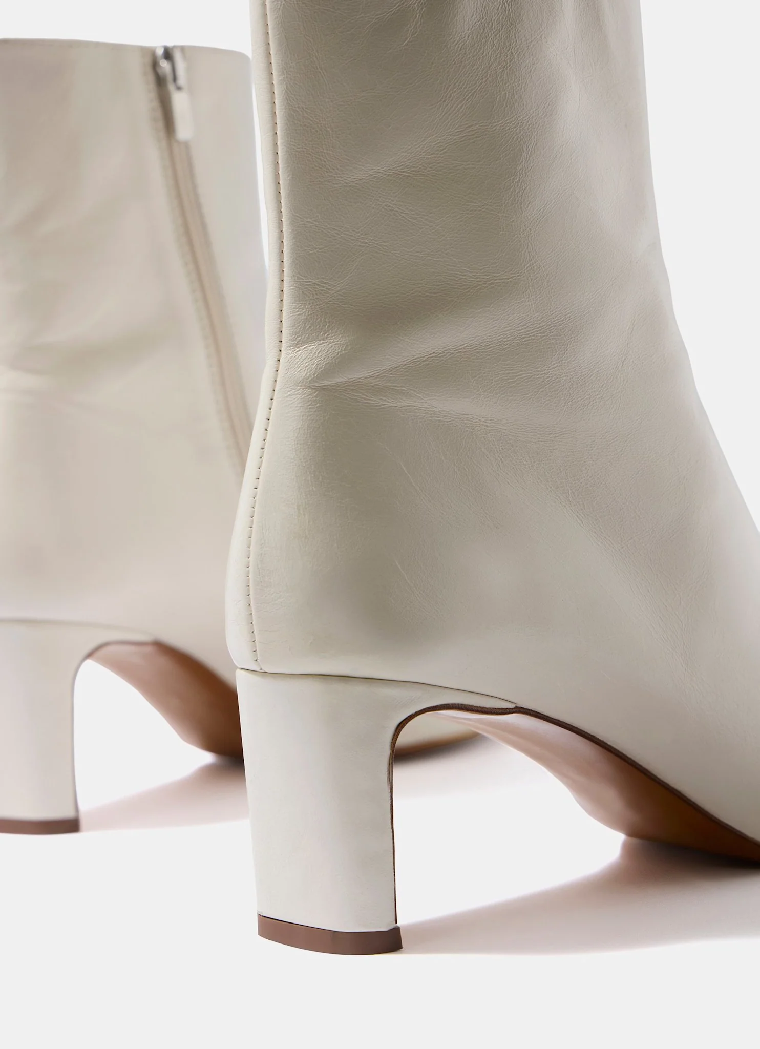 Macy White Leather Ankle Boots - Image 5