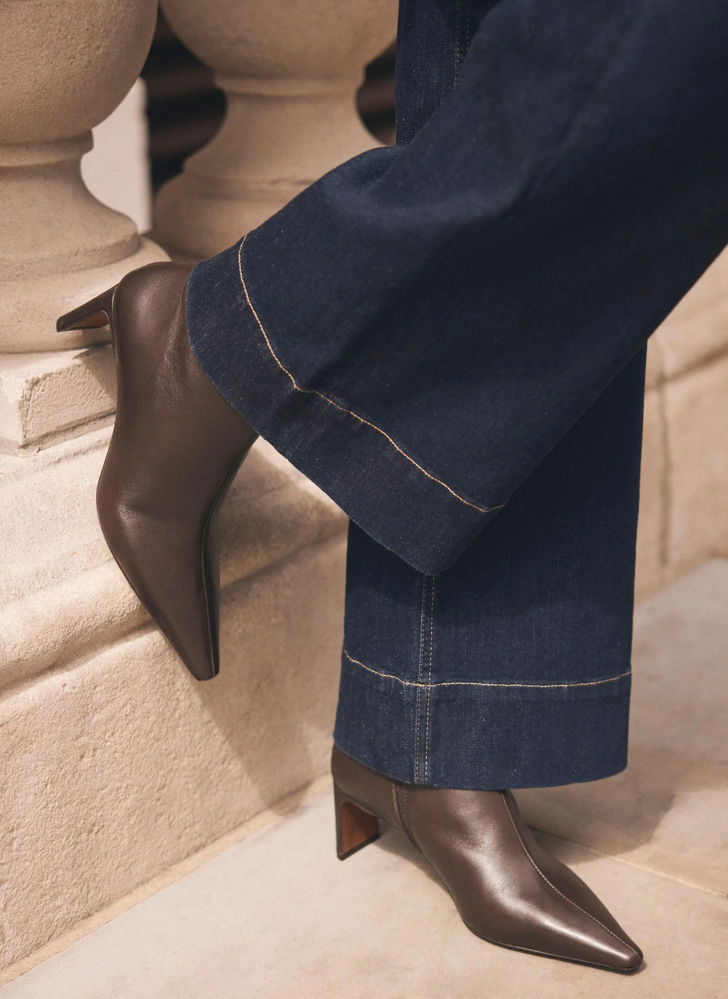 Macy Brown Heeled Leather Ankle Boots - Image 2