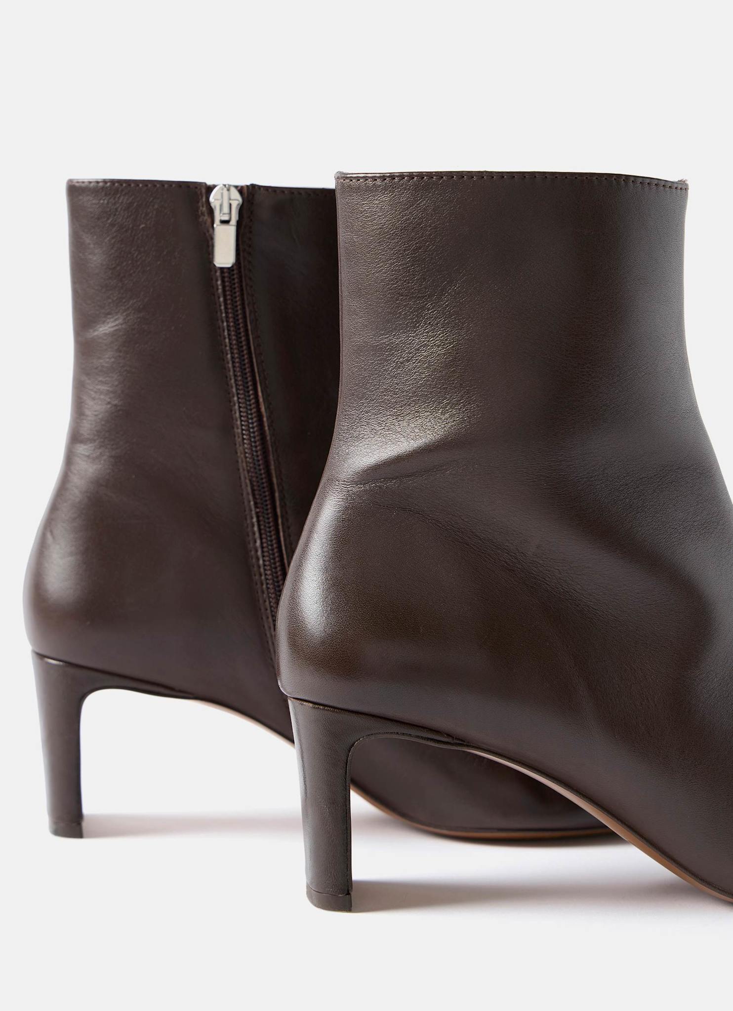 Macy Brown Heeled Leather Ankle Boots - Image 3