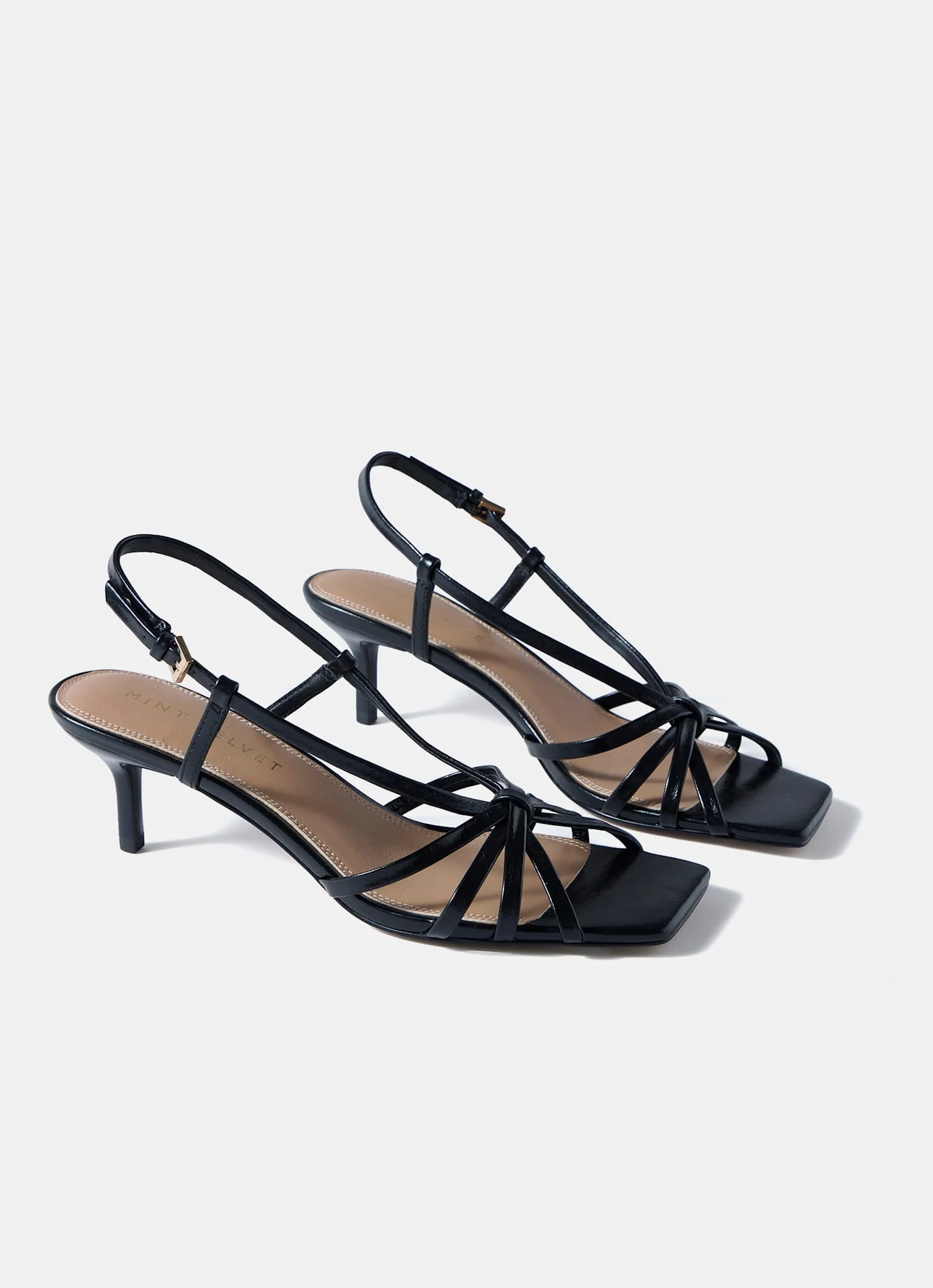 Marcie Black Leather Strappy Heels - Image 3