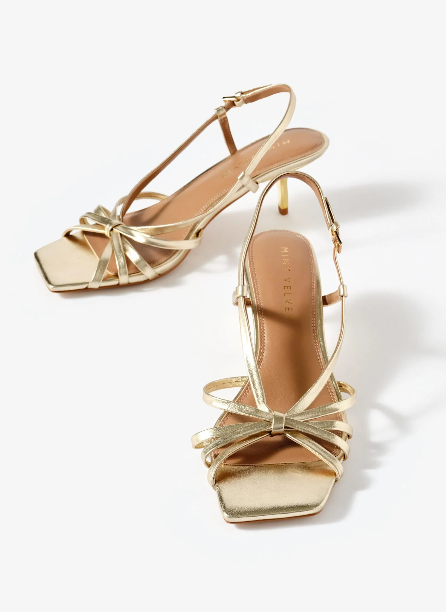 Marcie Gold Leather Strappy Heels - Image 5