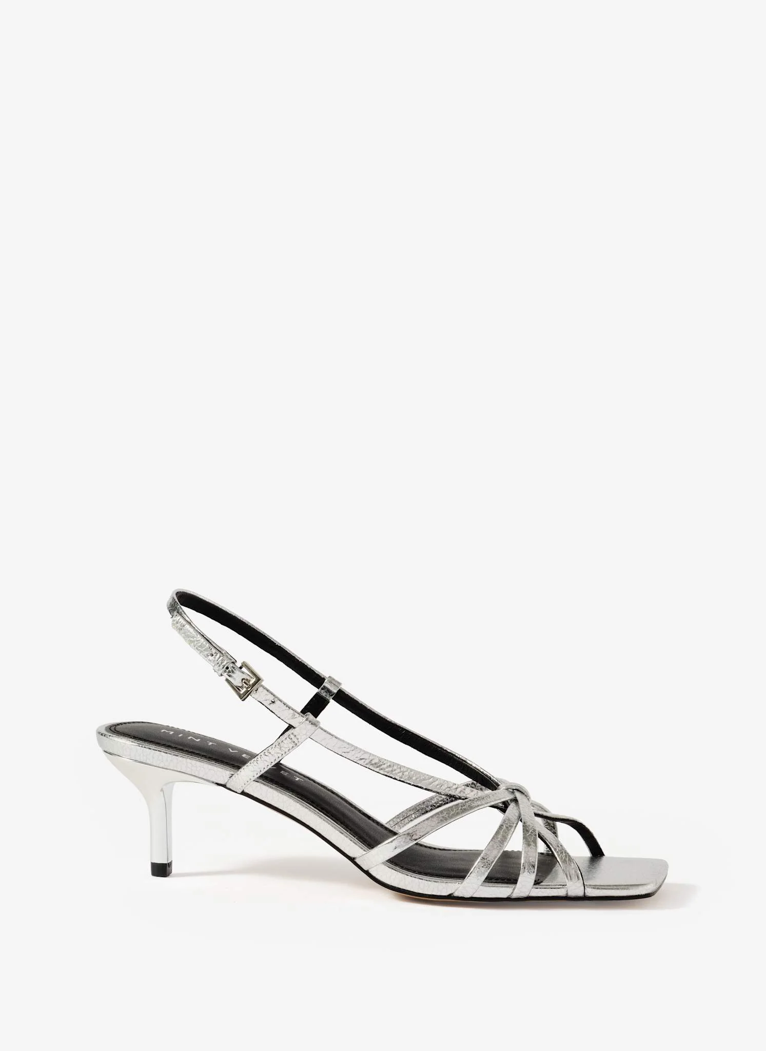 Marcie Silver Leather Strappy Heels