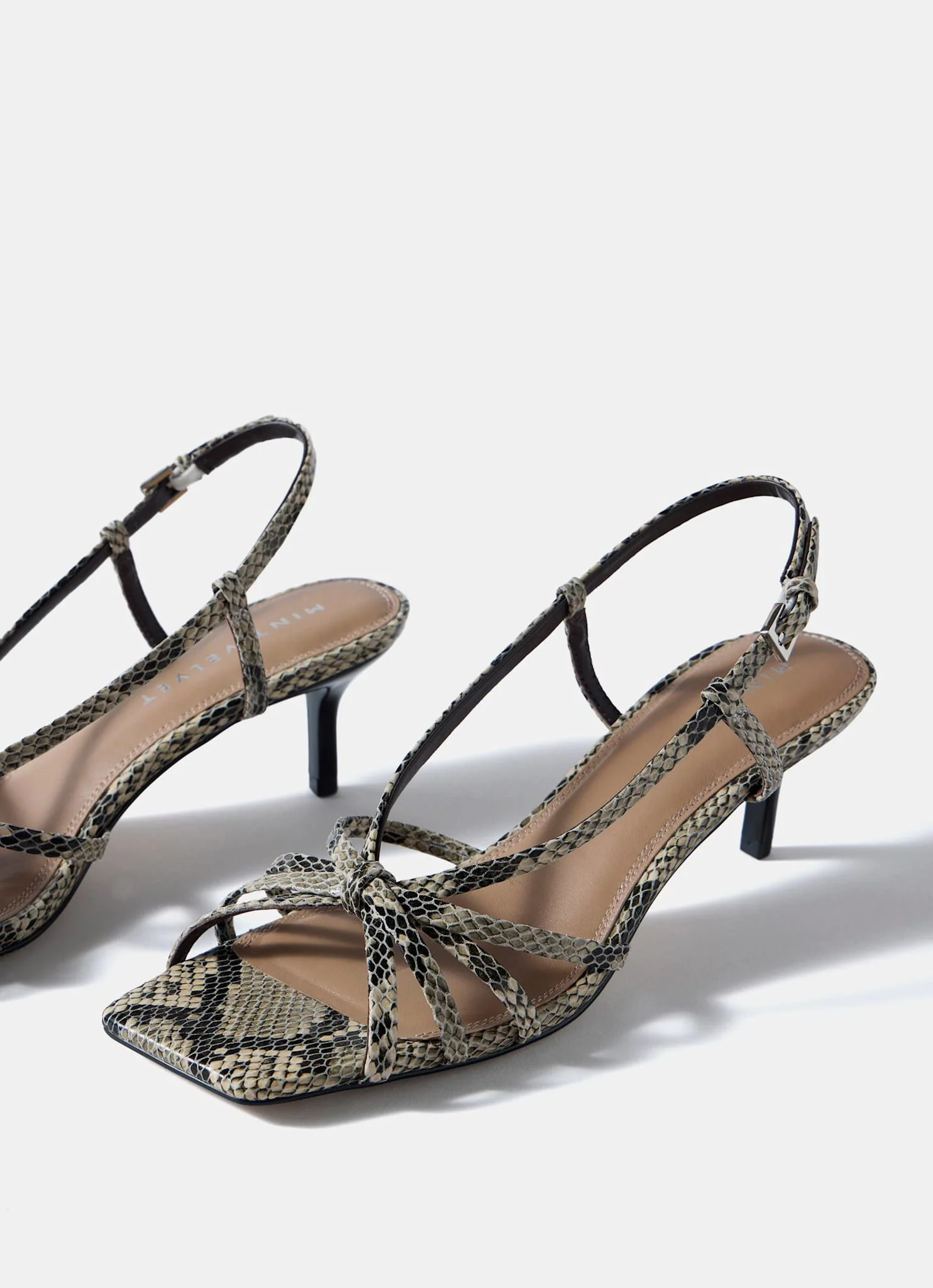 Marcie Snake Print Strappy Kitten Heels - Image 4