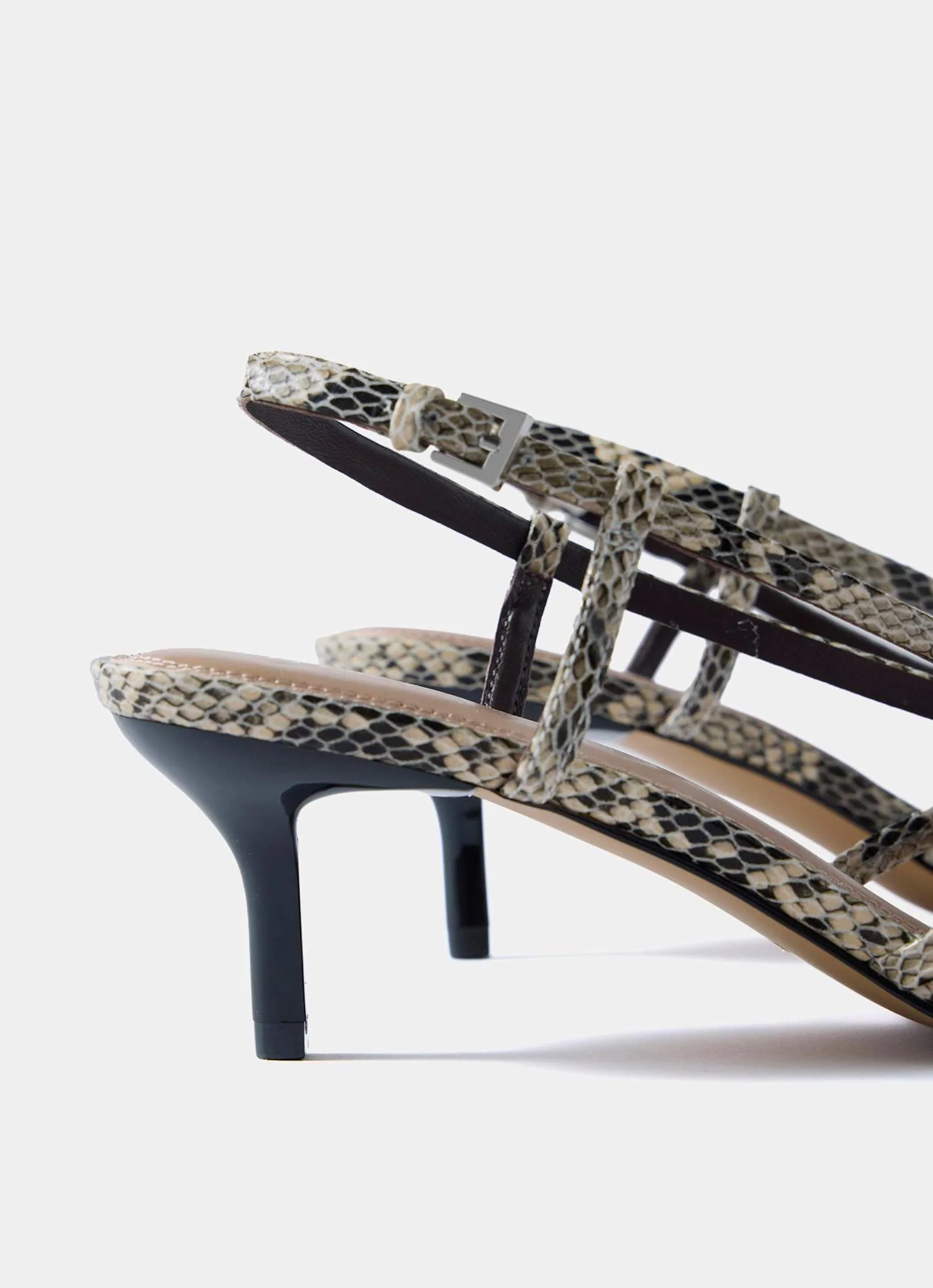 Marcie Snake Print Strappy Kitten Heels - Image 6