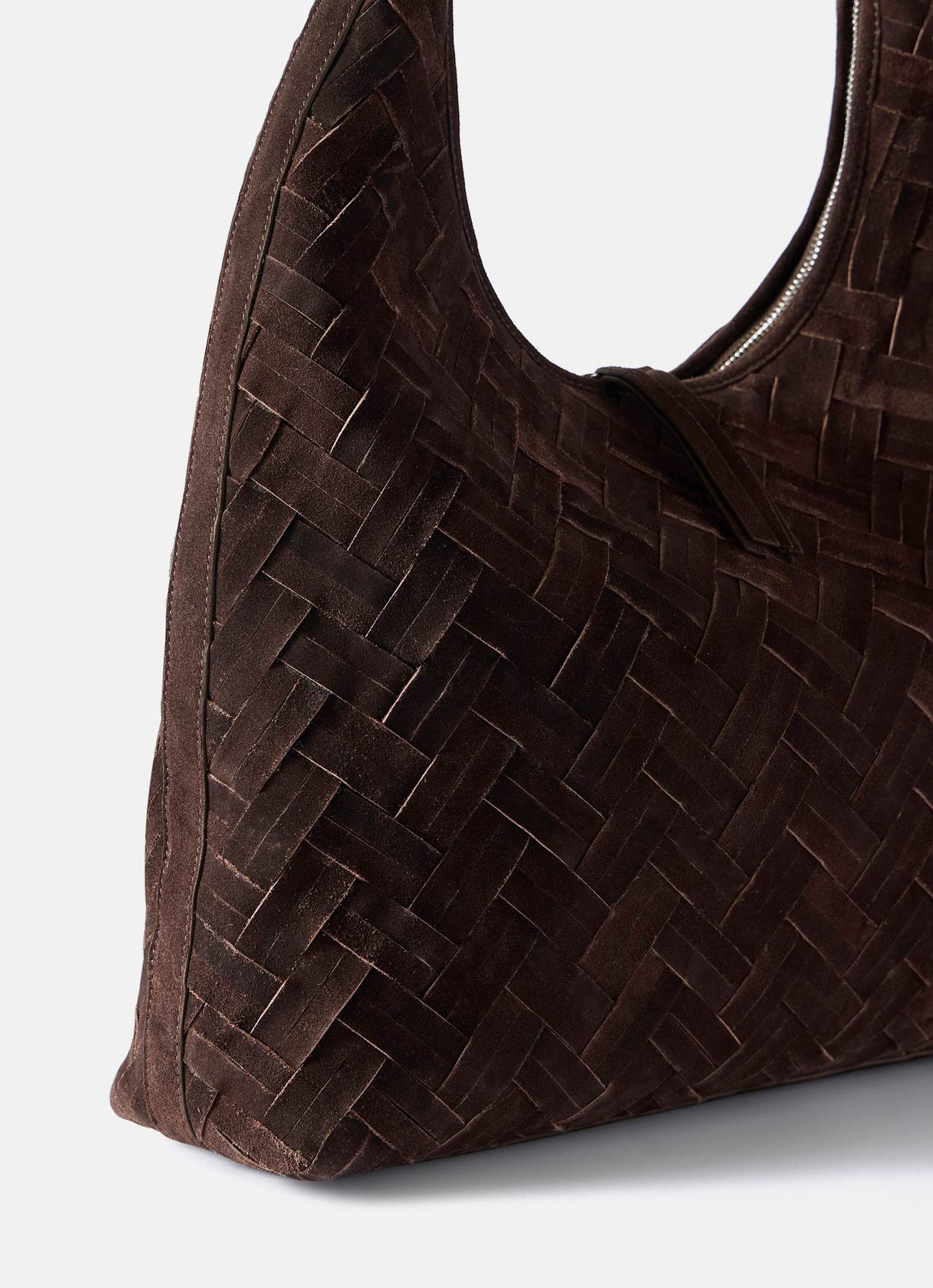 May Brown Woven Suede Shoulder Bag - Image 4