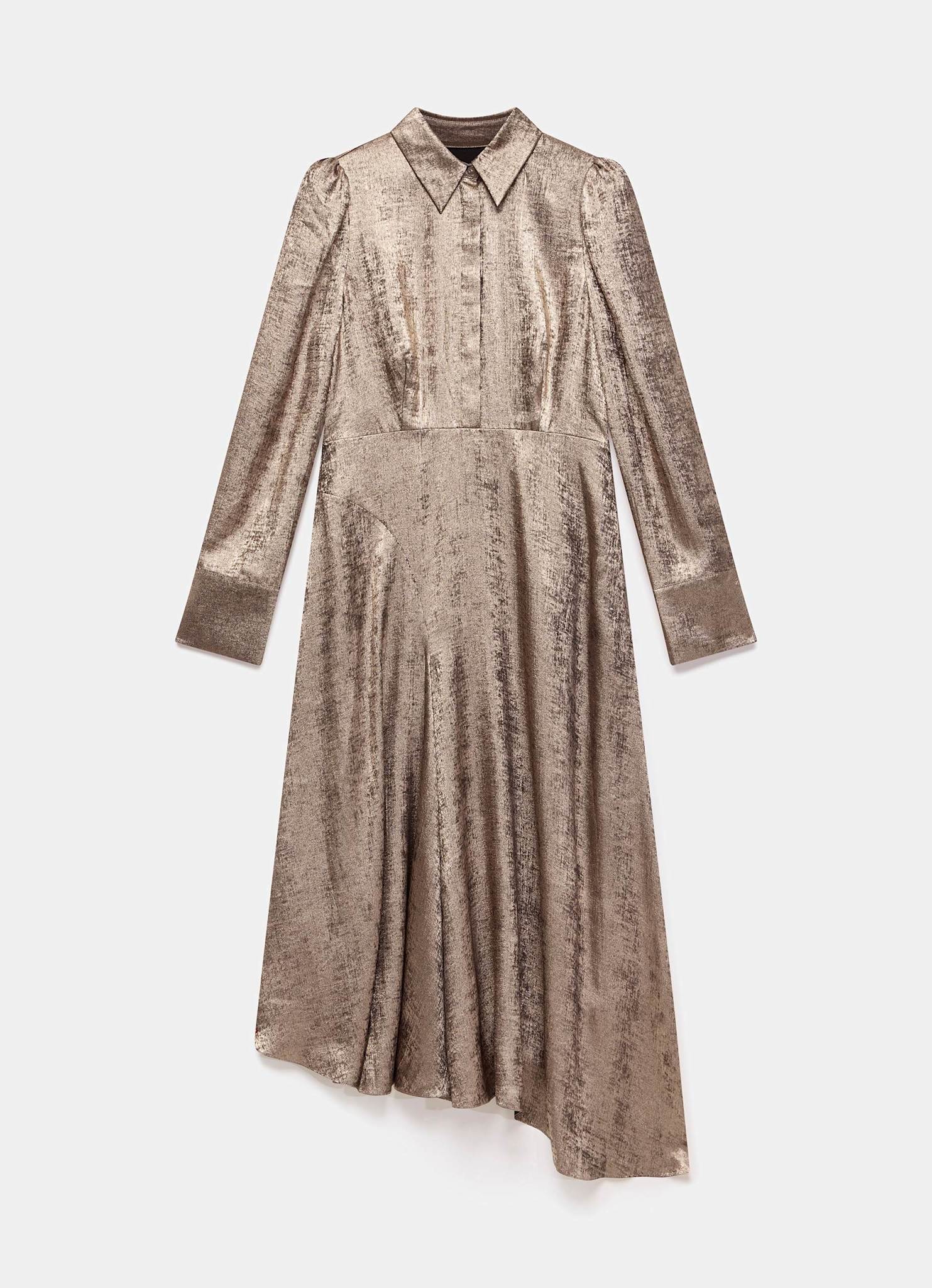 Gold Metallic Midi Shirt Dress - Image 7