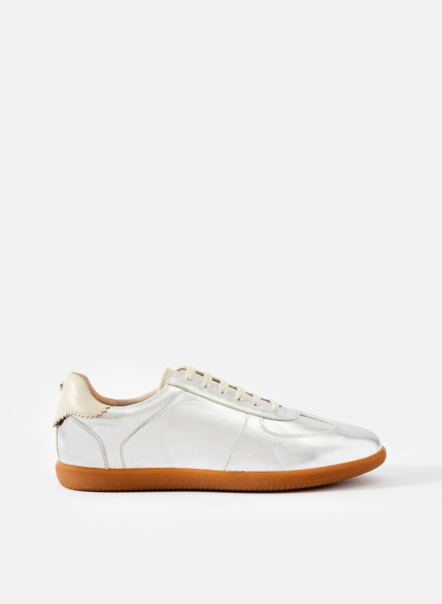 Mia Silver Leather Trainer - Image 2