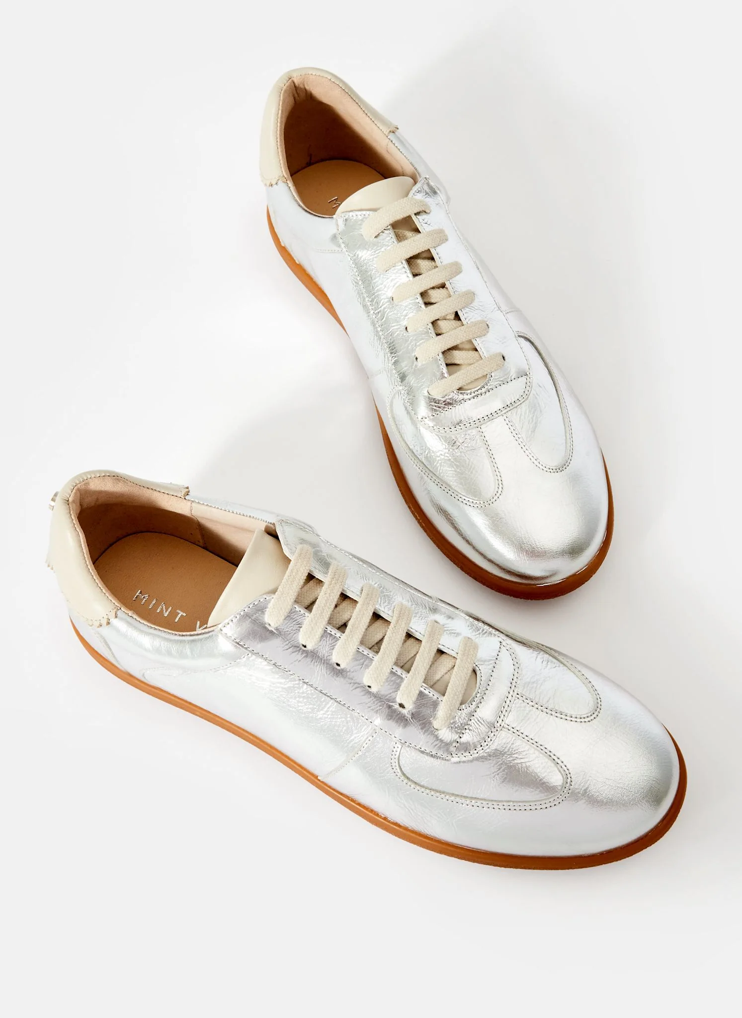 Mia Silver Leather Trainer - Image 4