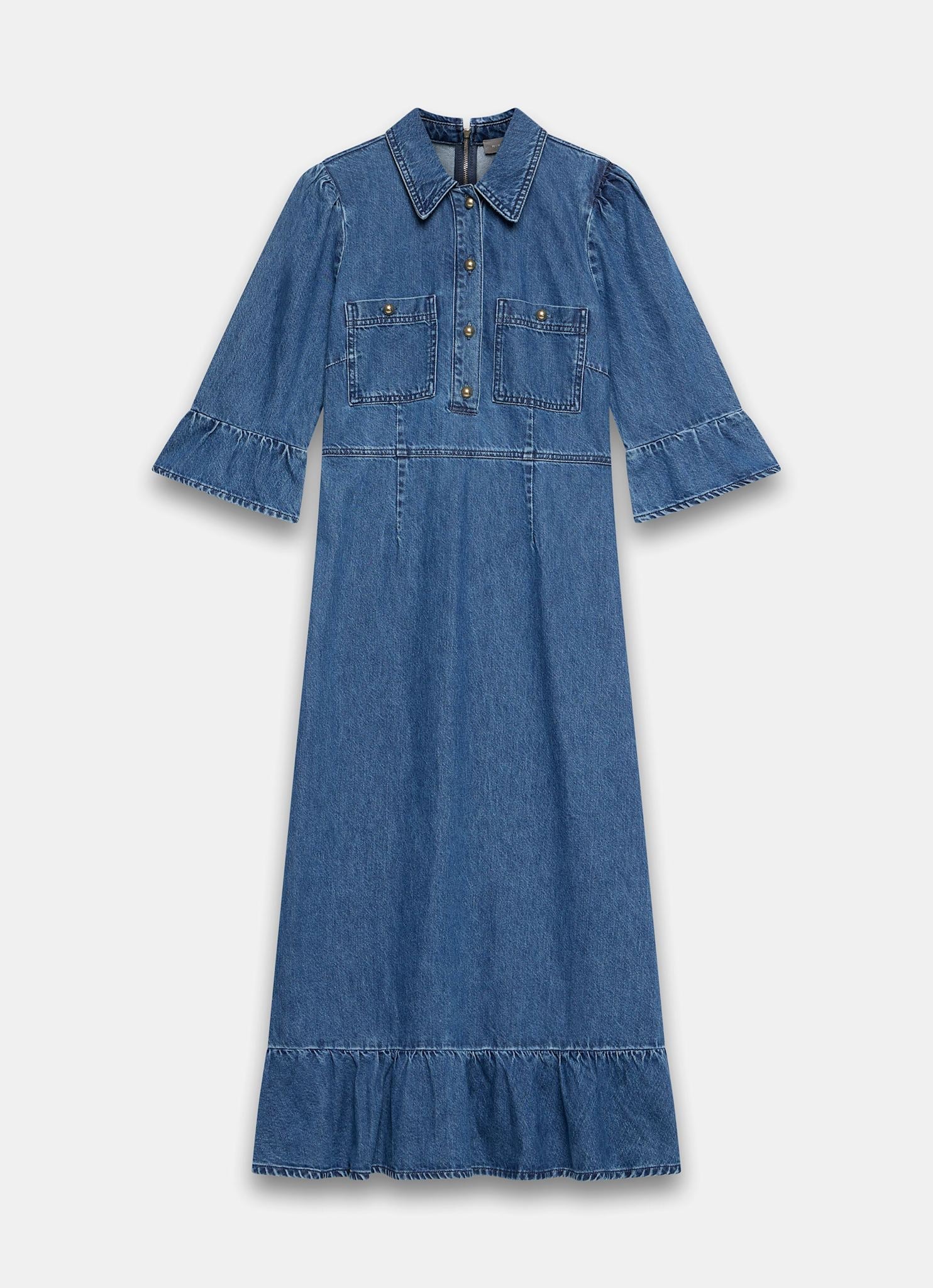 Indigo Denim Midi Shirt Dress - Image 7