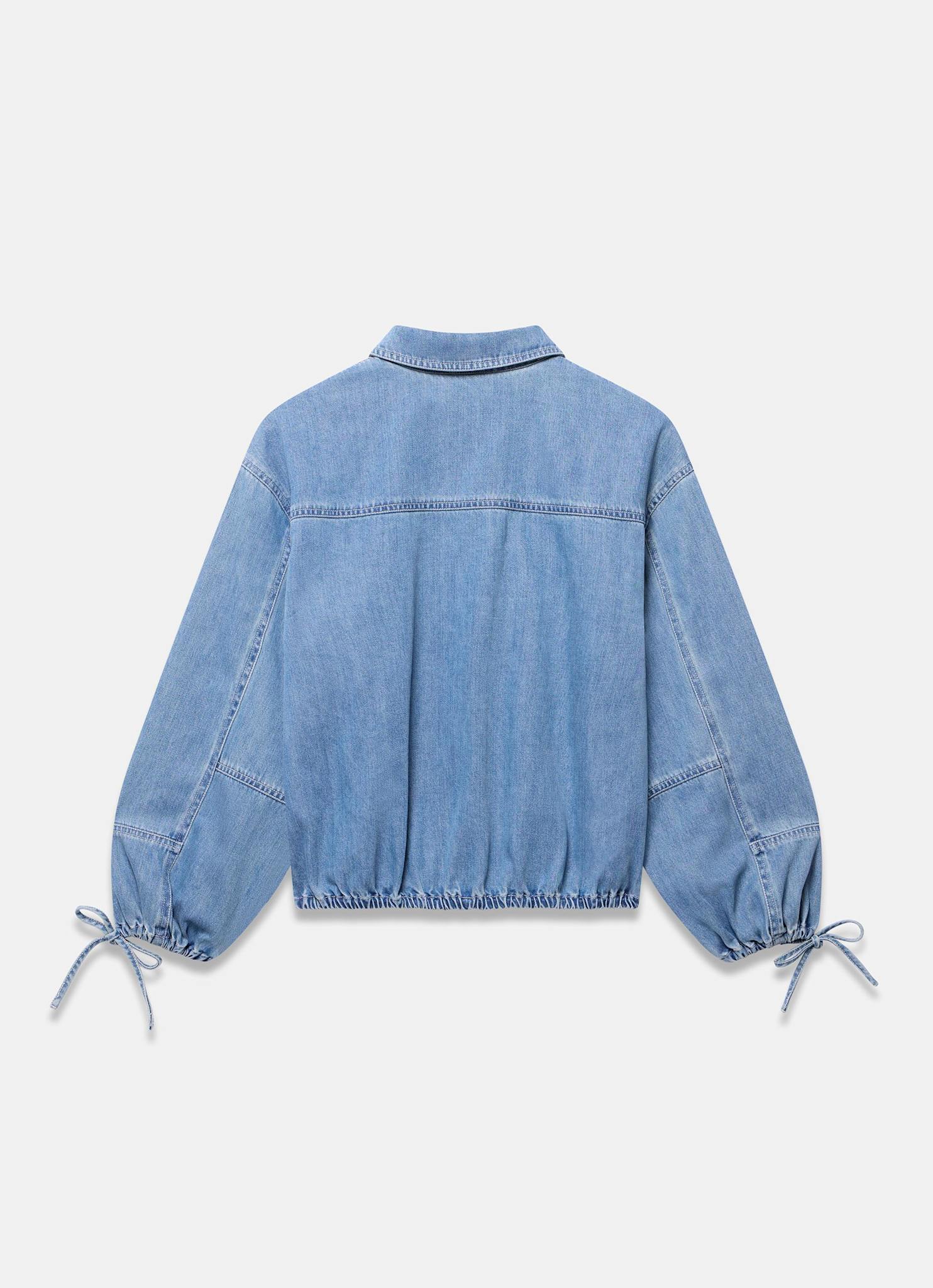 Mid Indigo Denim Blouson Sleeve Shirt - Image 8