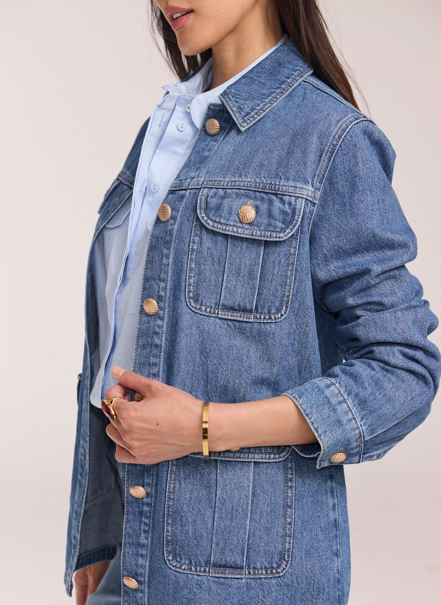 Mid Indigo Denim Shacket - Image 4