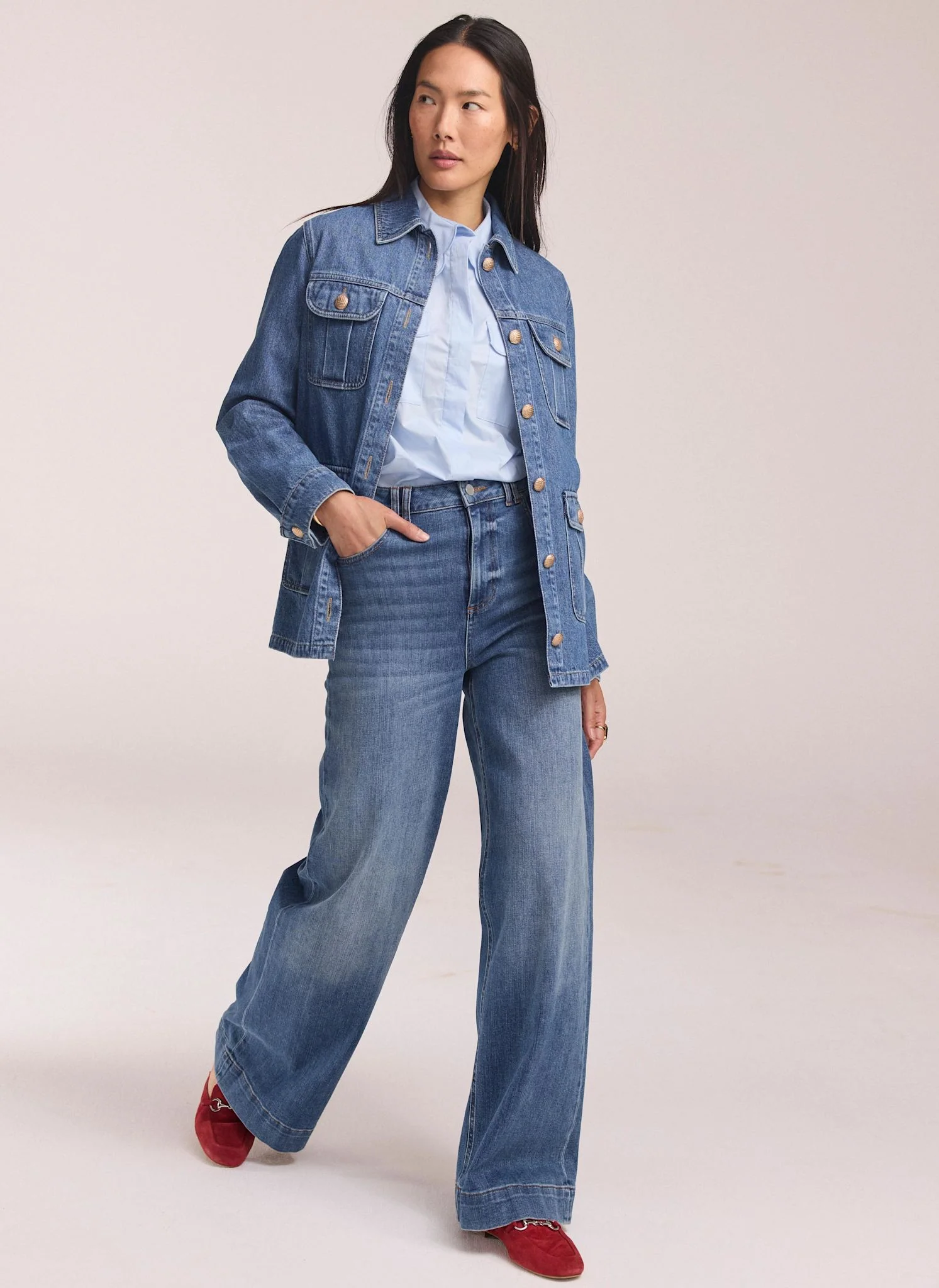 Mid Indigo Denim Shacket - Image 5