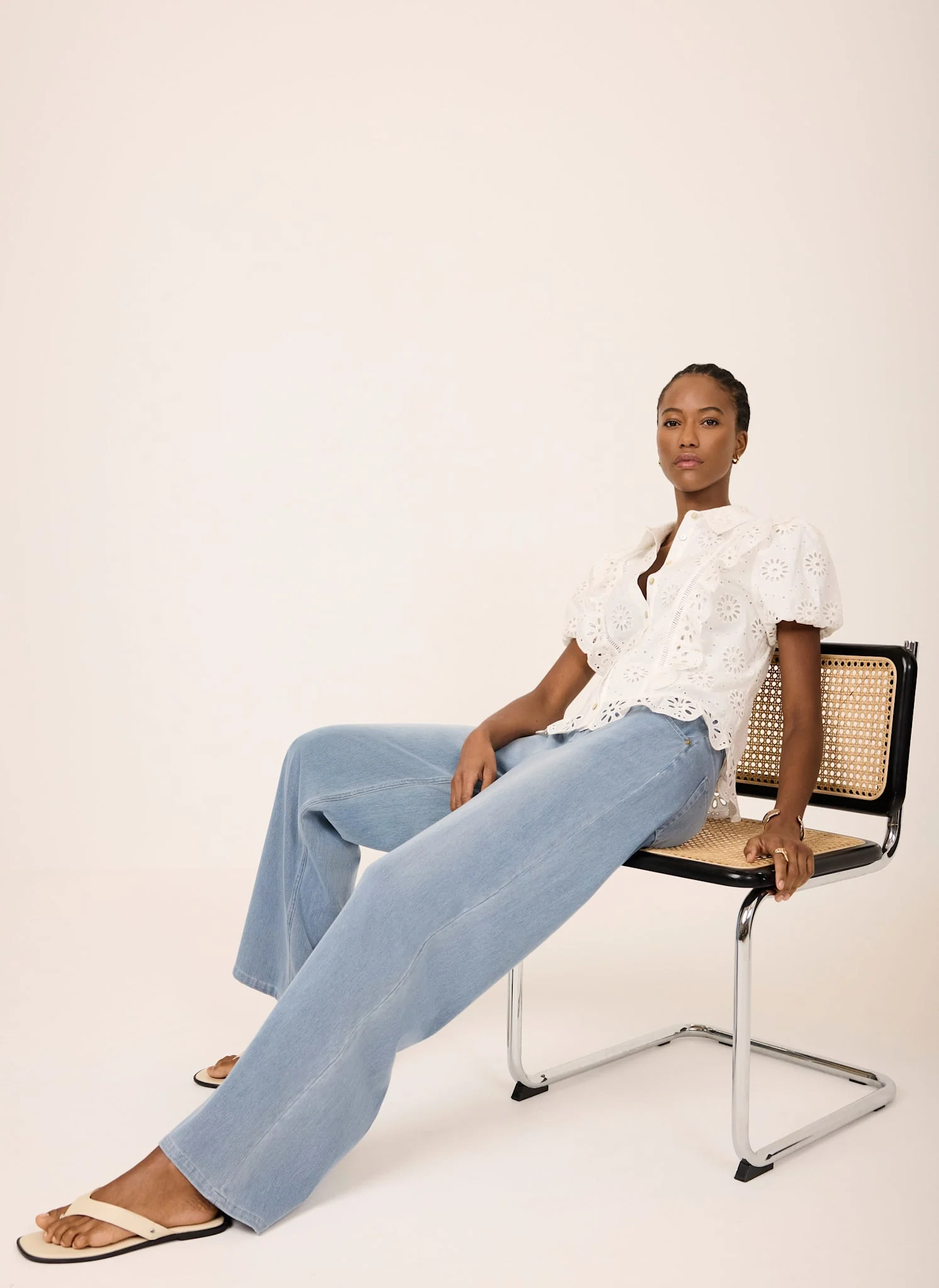 Mid Indigo Stretch Denim Wide Leg Travel Jeans - Image 2